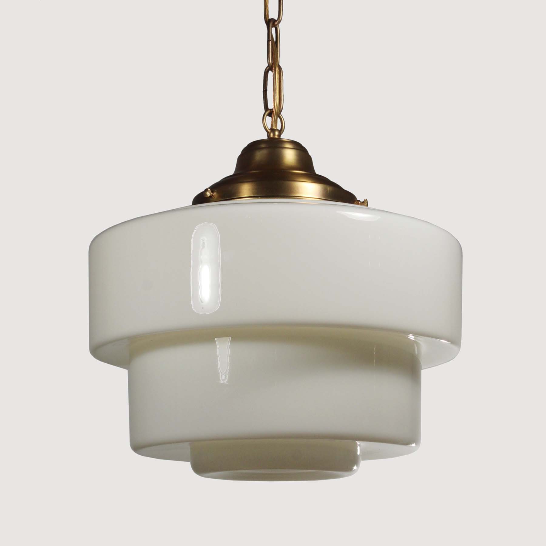 SOLD Antique Schoolhouse Pendant Light with Unusual Shade-67680