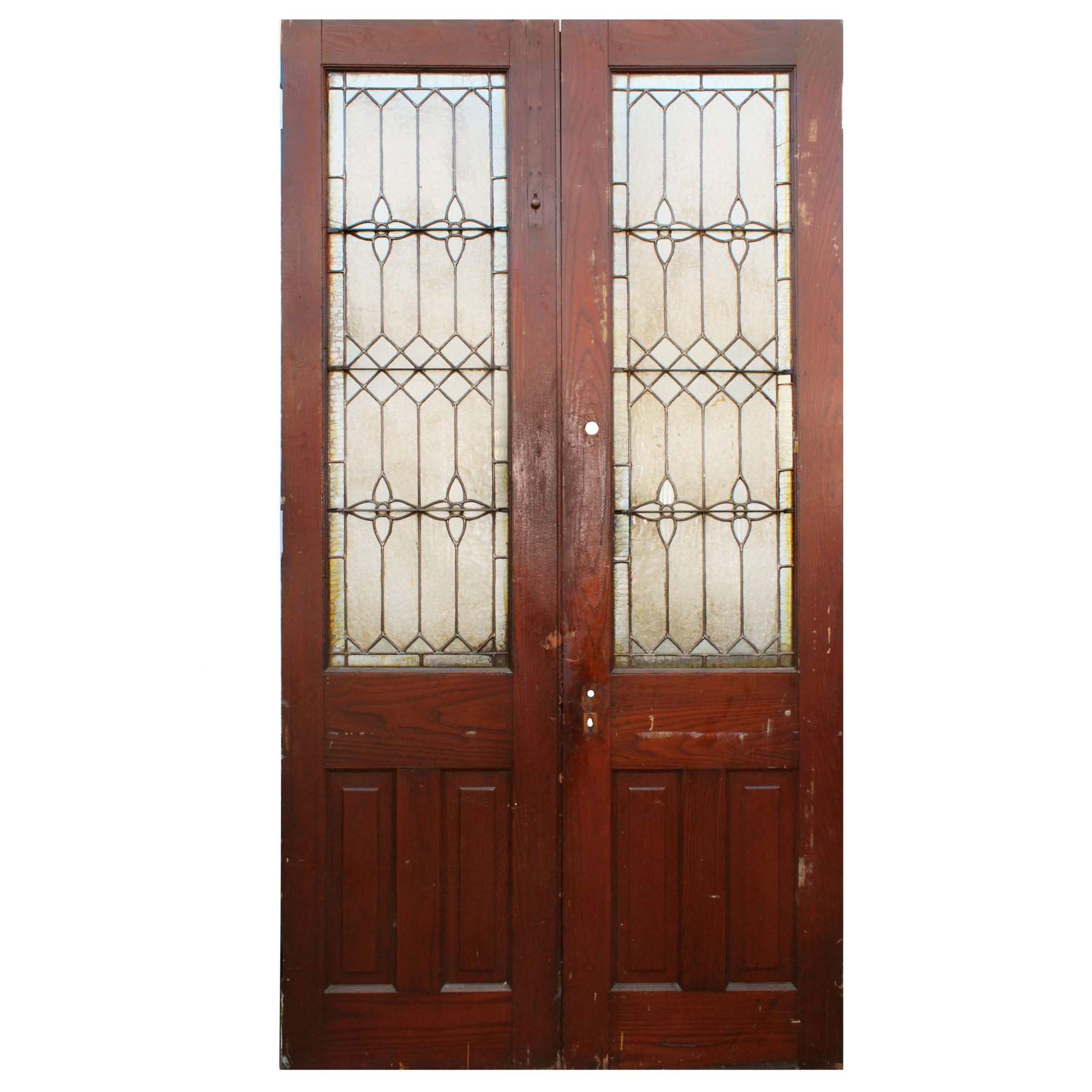 SOLD Reclaimed 48" Door Pair with Leaded Glass-67796
