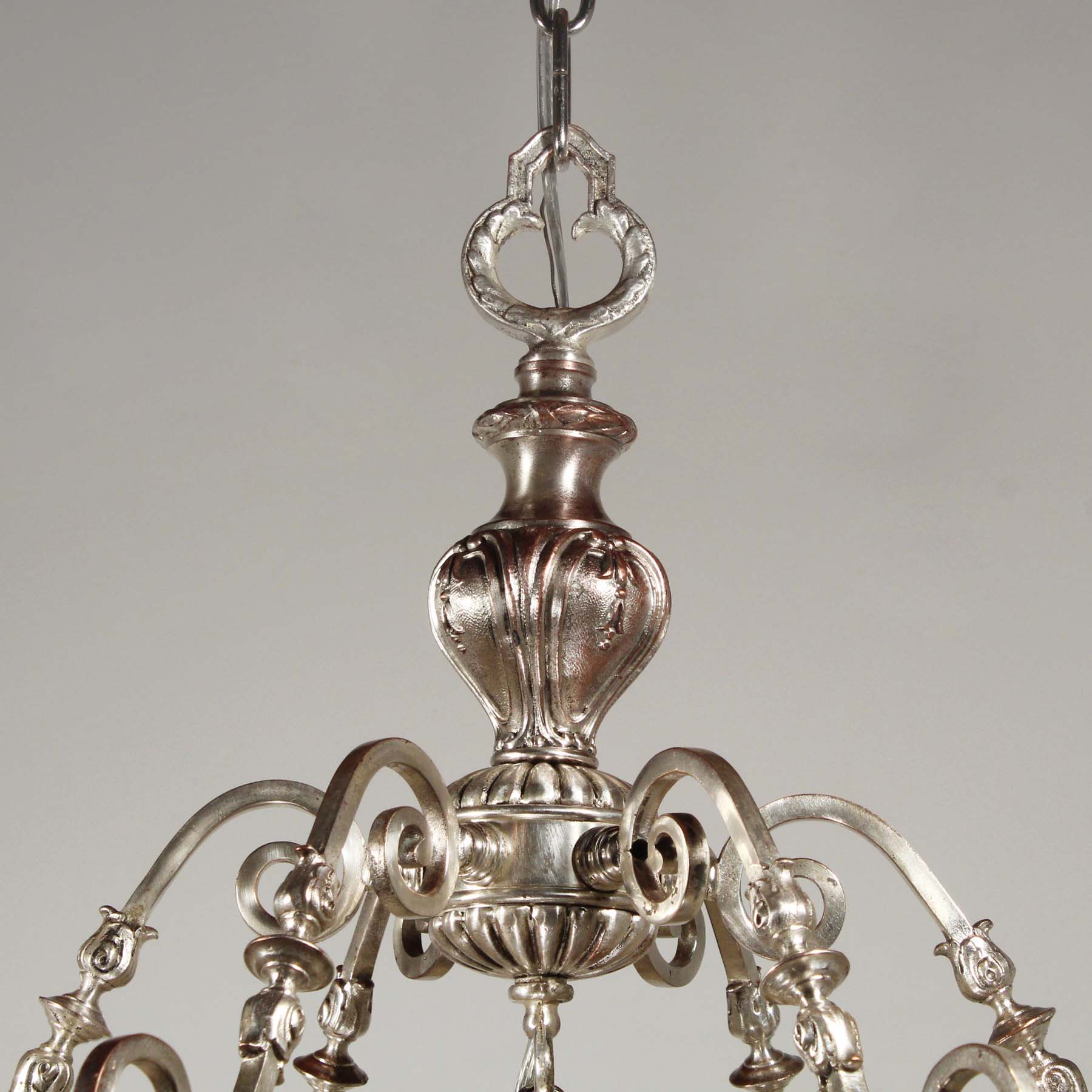 SOLD Antique Neoclassical Pendant Light, Silver Plate-67863