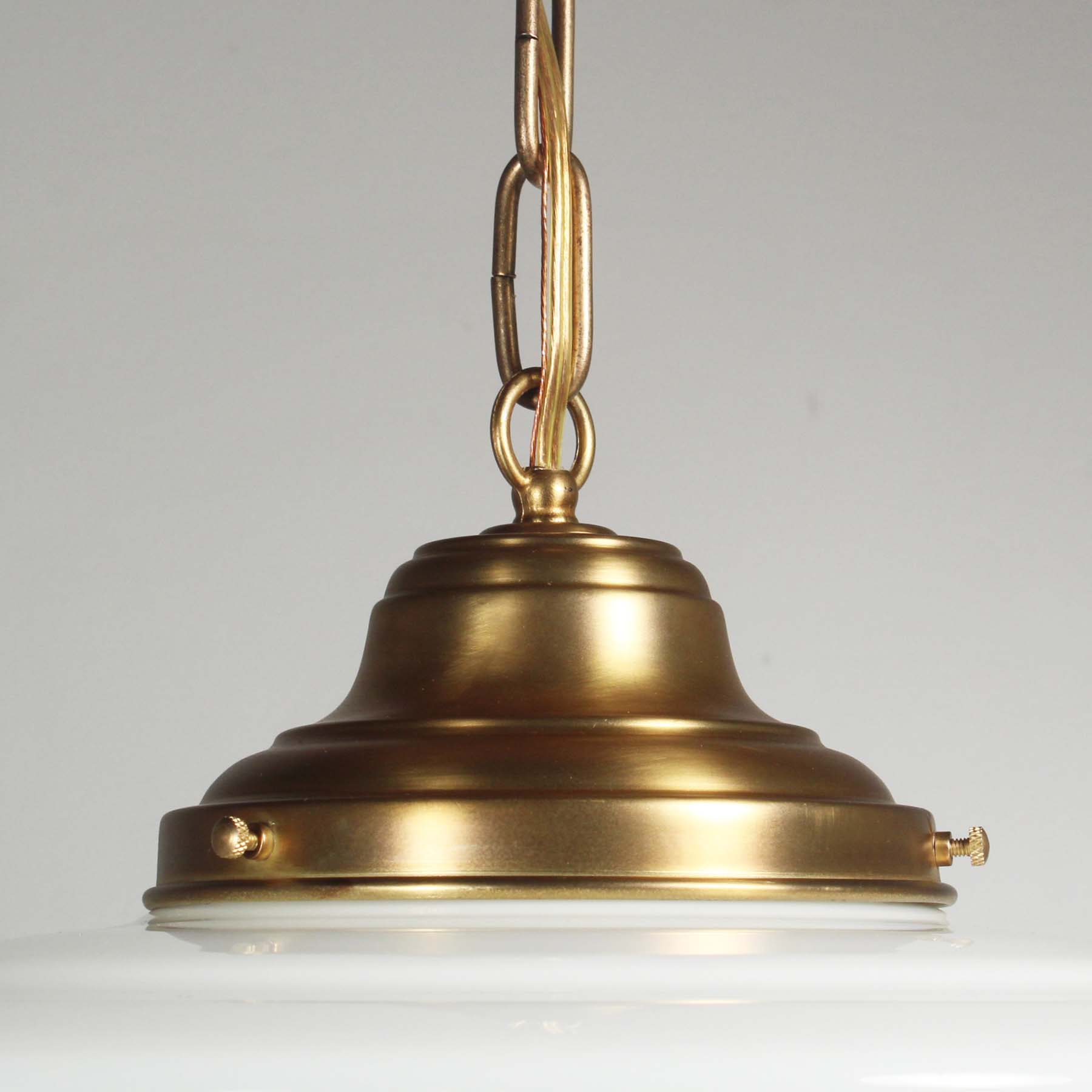 SOLD Antique Schoolhouse Pendant Light with Unusual Shade-67681