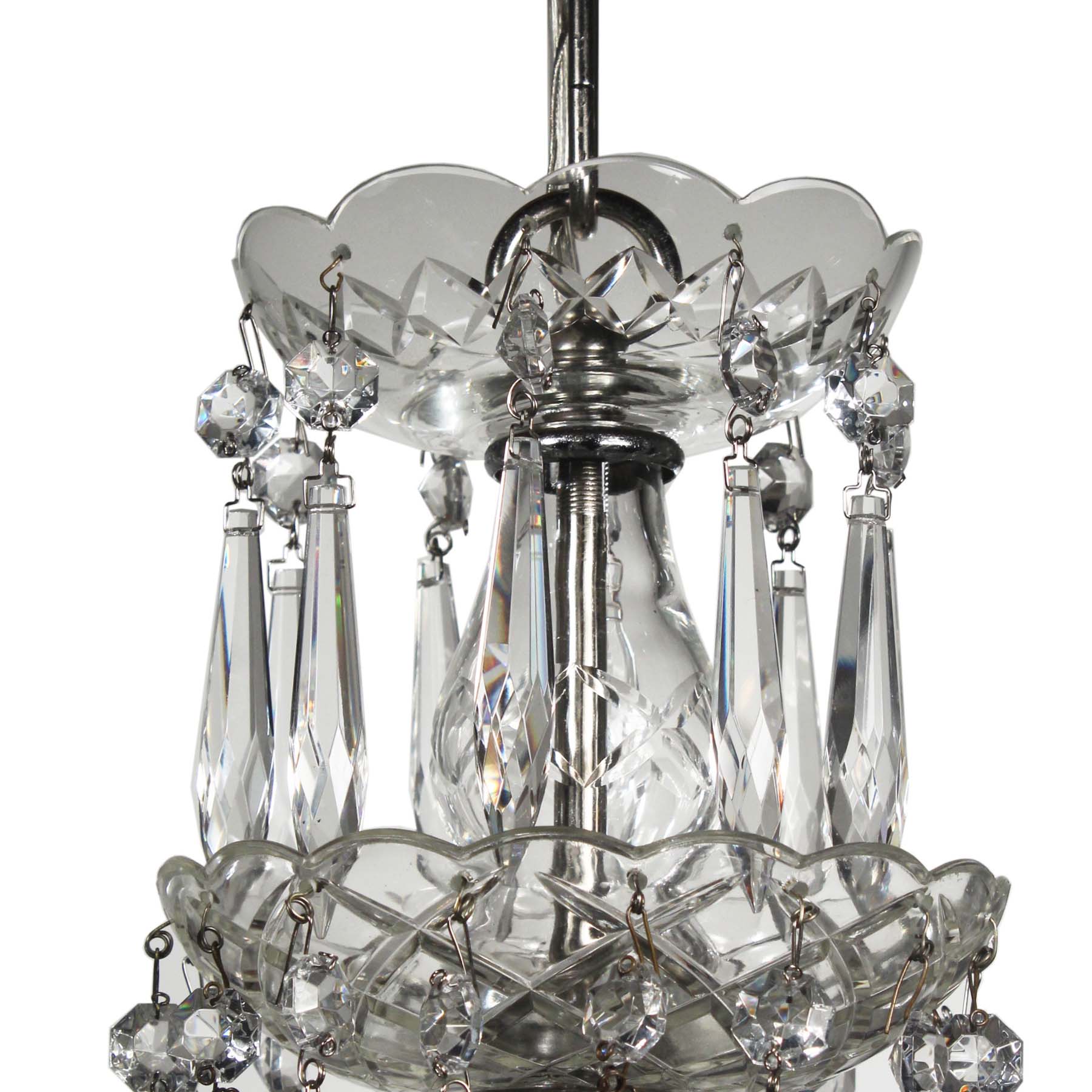 SOLD Five-Light Glass Chandelier with Prisms, Antique Lighting-67741