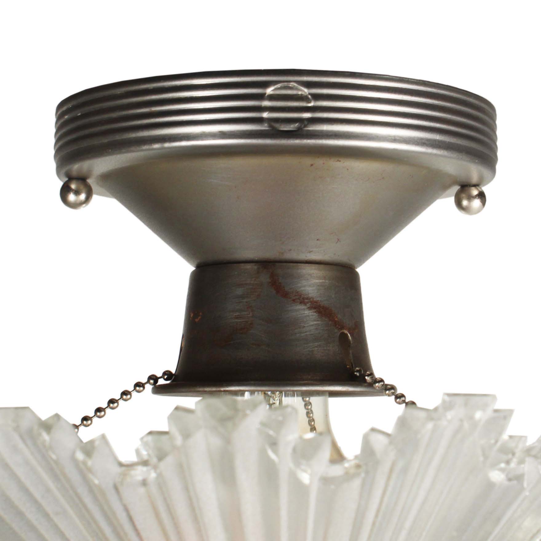 SOLD Antique Art Deco Flush Mount Light Fixture with Original Glass Shade-67778
