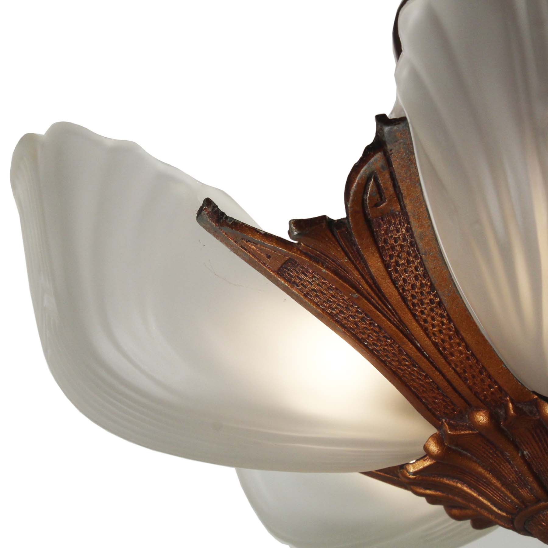 SOLD Art Deco Slip Shade Chandelier by Markel, Antique Lighting-67633