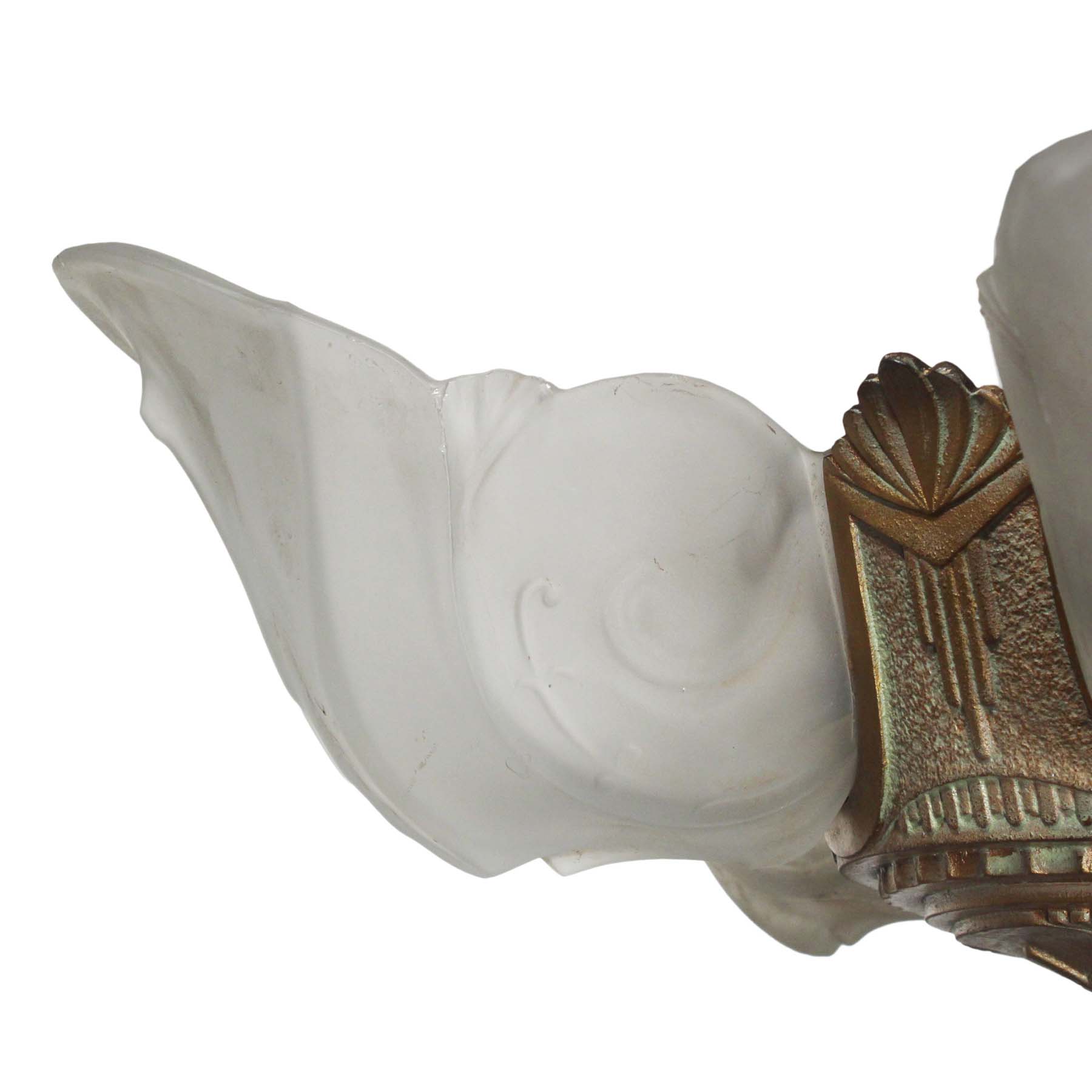 SOLD Antique Five-Light Art Deco Slip Shade Chandelier, "Warwick” Design by Glasco Electric-67732