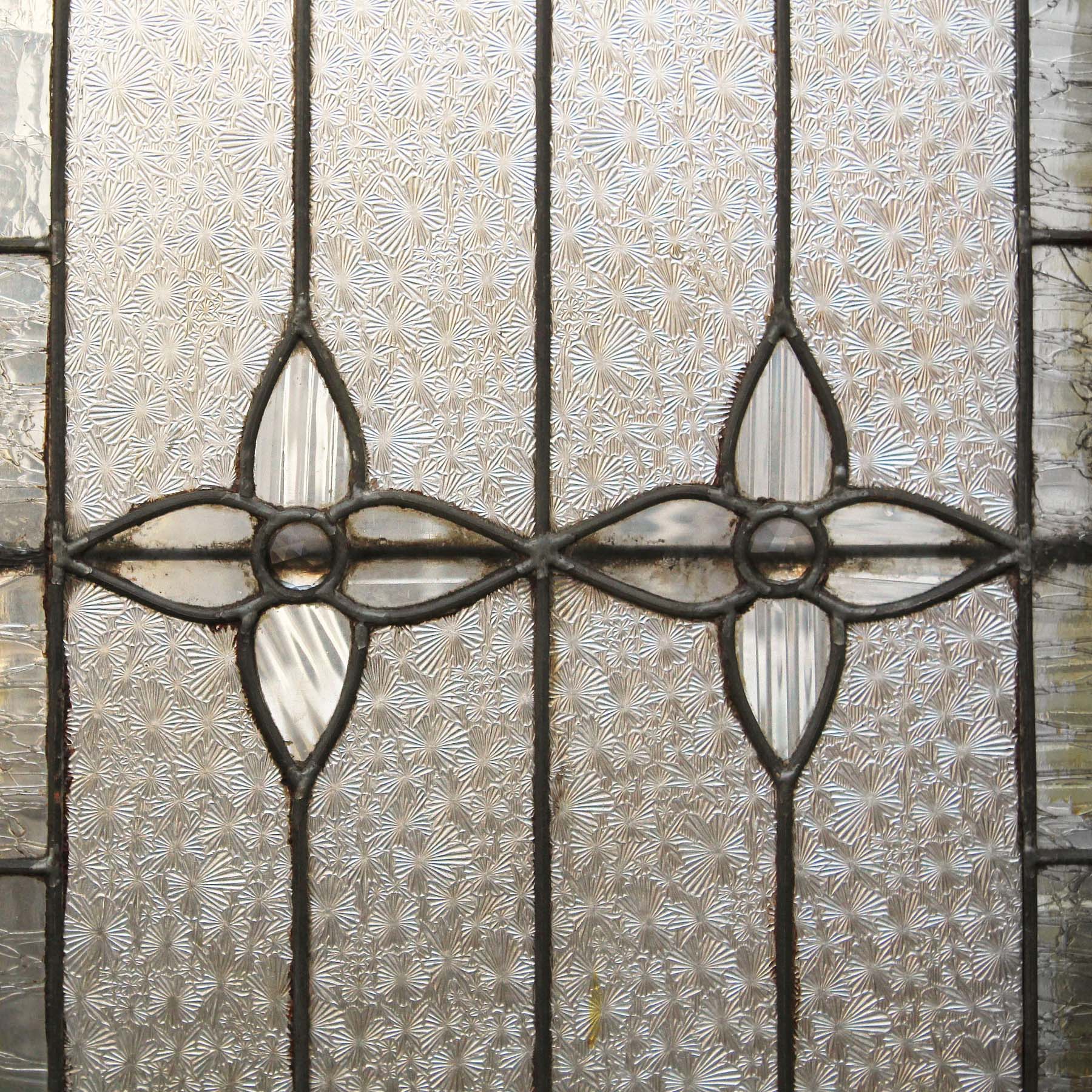 SOLD Reclaimed 48" Door Pair with Leaded Glass-67799