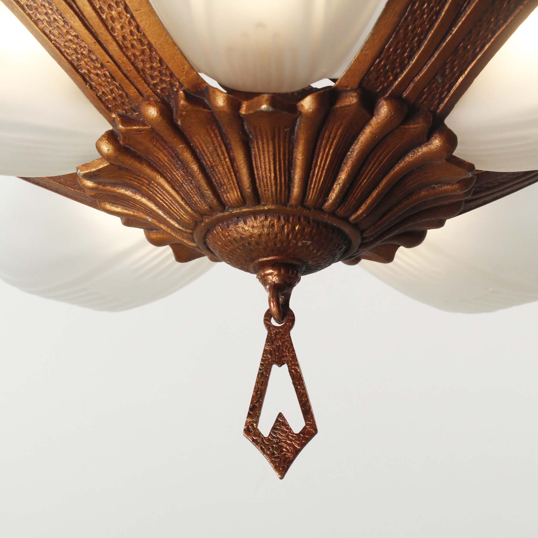 SOLD Art Deco Slip Shade Chandelier by Markel, Antique Lighting-67637