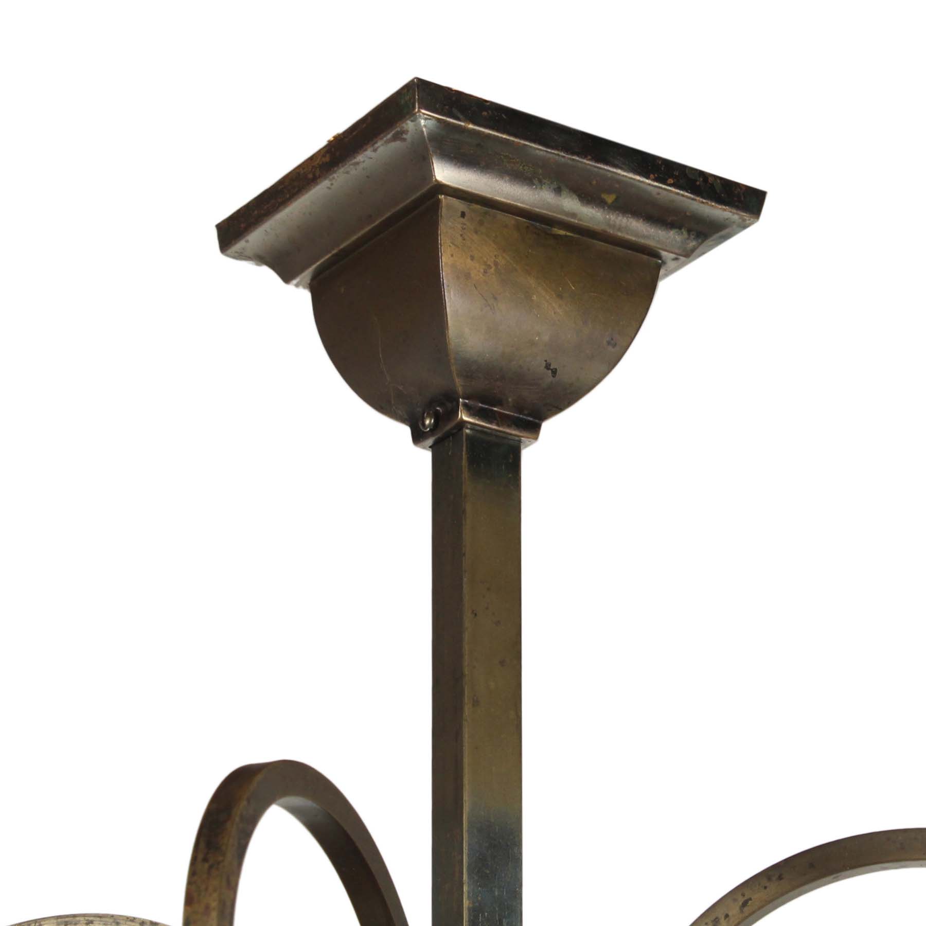 Antique Brass Semi-Flush Chandelier by Beardslee, Antique Lighting-67710