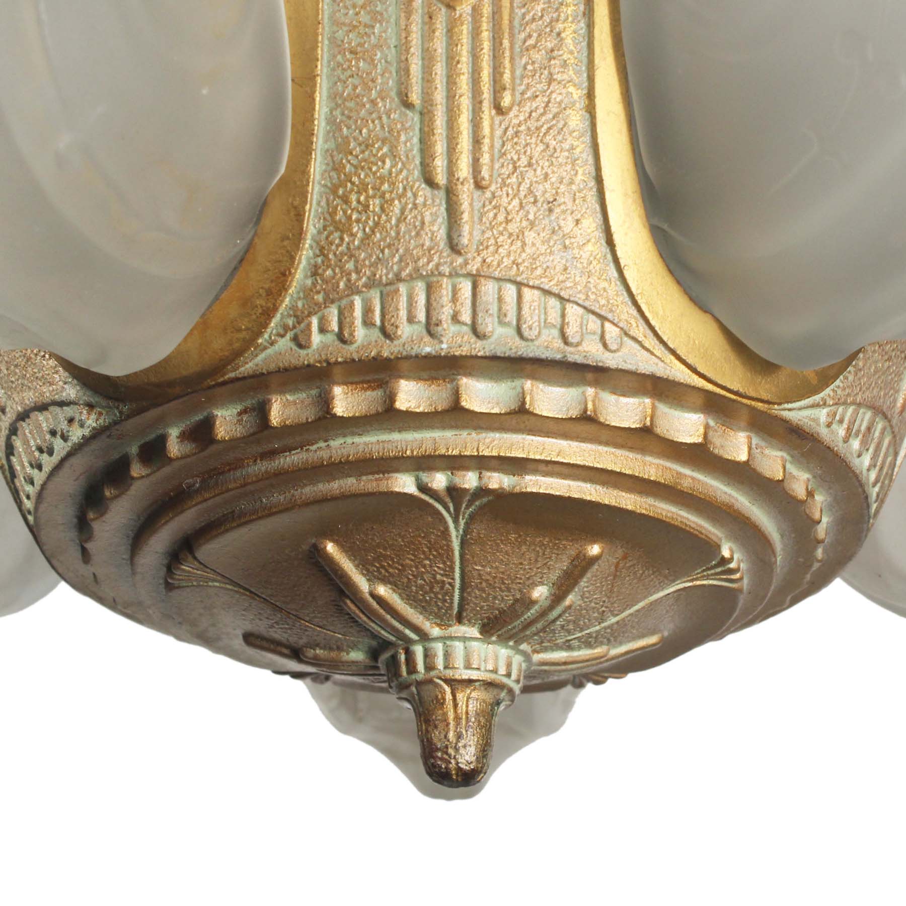SOLD Antique Five-Light Art Deco Slip Shade Chandelier, "Warwick” Design by Glasco Electric-67734