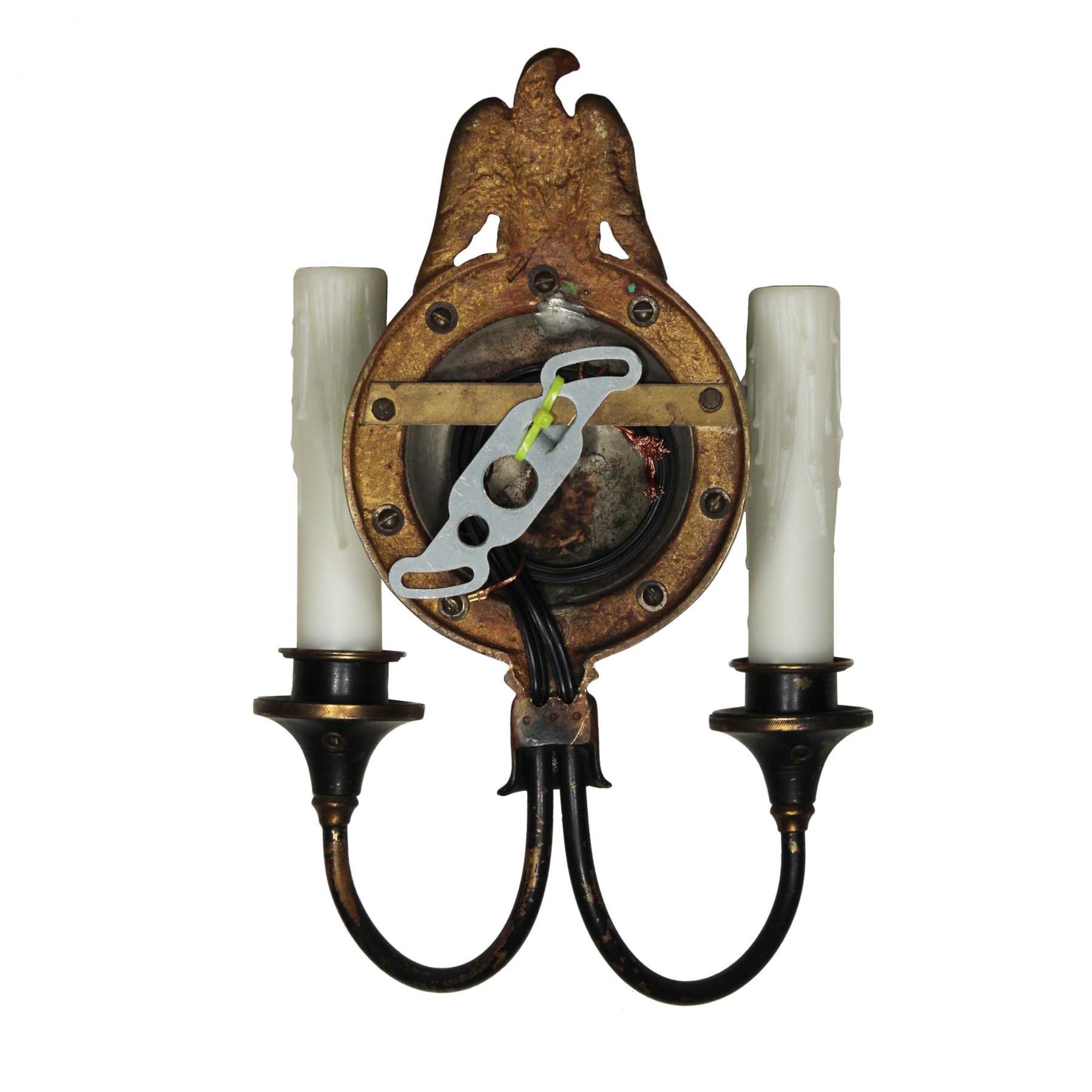 SOLD Antique Figural Double-Arm Sconce Pair with Eagles, Lightolier-67857