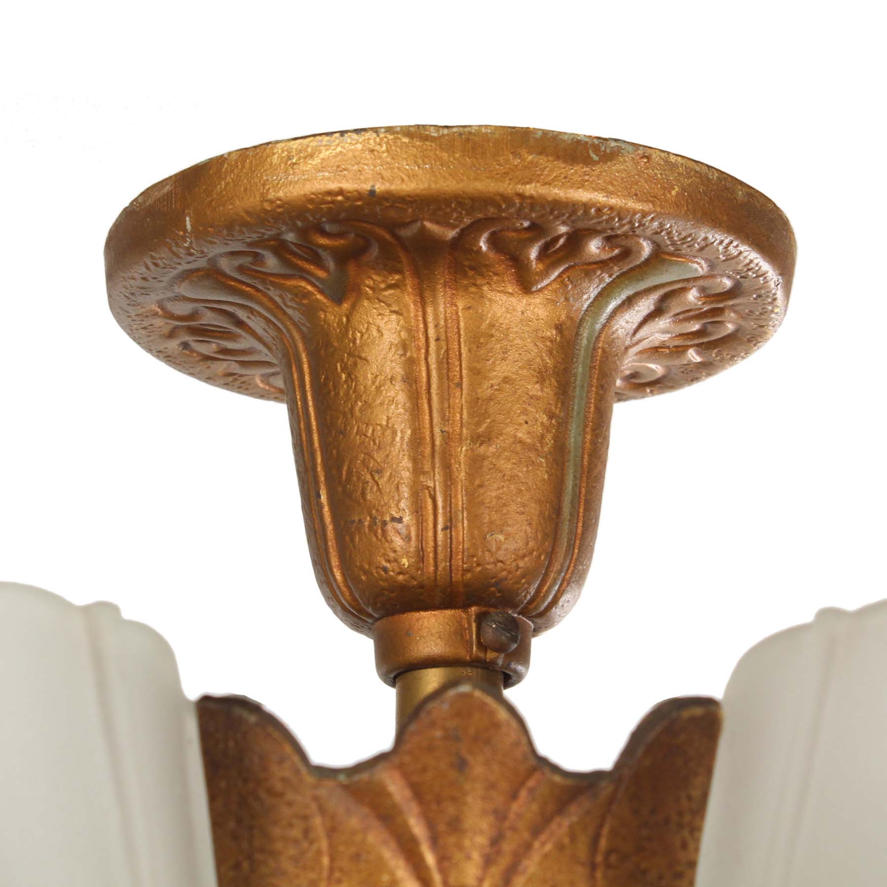 SOLD Antique Art Deco Semi-Flush Slip Shade Chandelier-67626