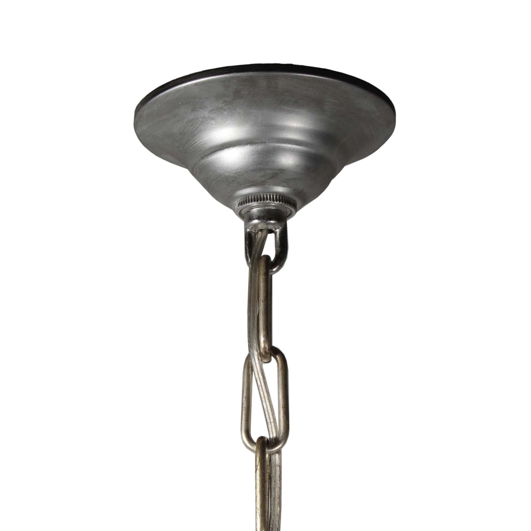 SOLD Neoclassical Silver Plated Chandelier with Prisms, Antique Lighting-67717