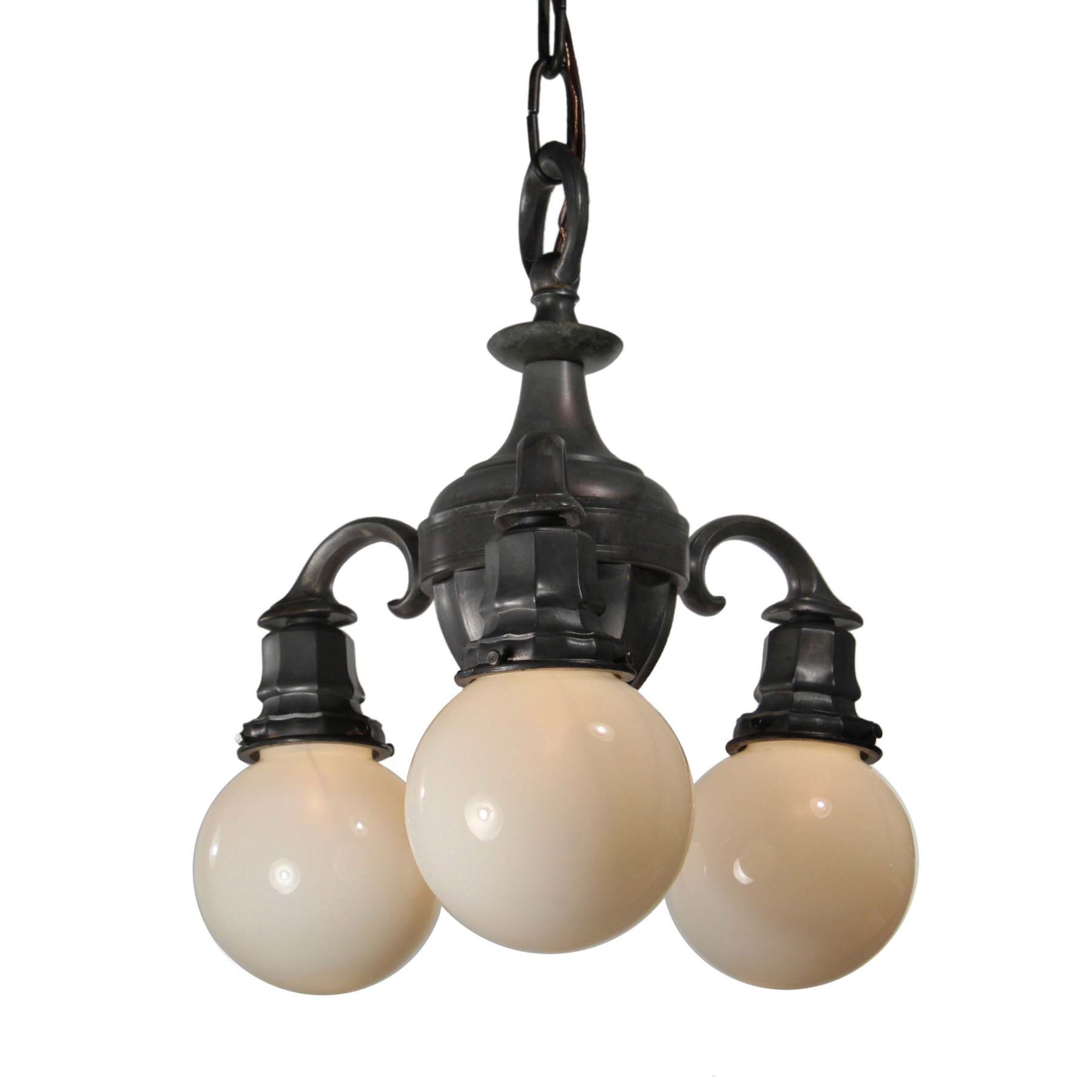 SOLD Chandelier with Glass Globes, Antique Lighting-0