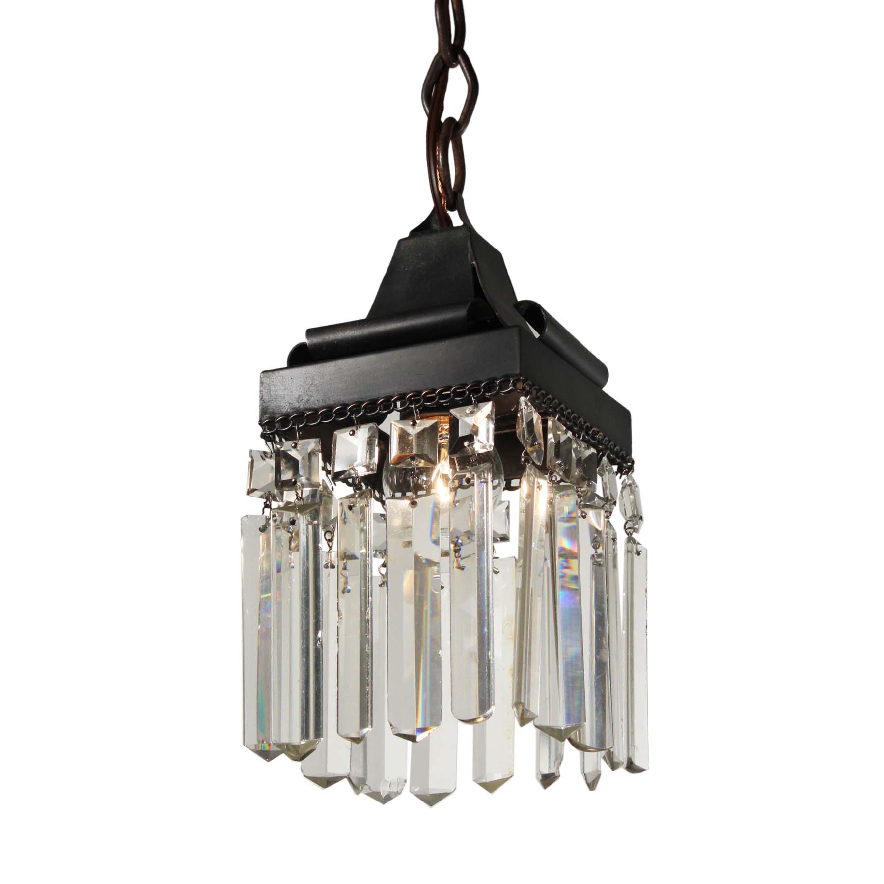 SOLD Antique Pendant Light with Prisms, c. 1900-0