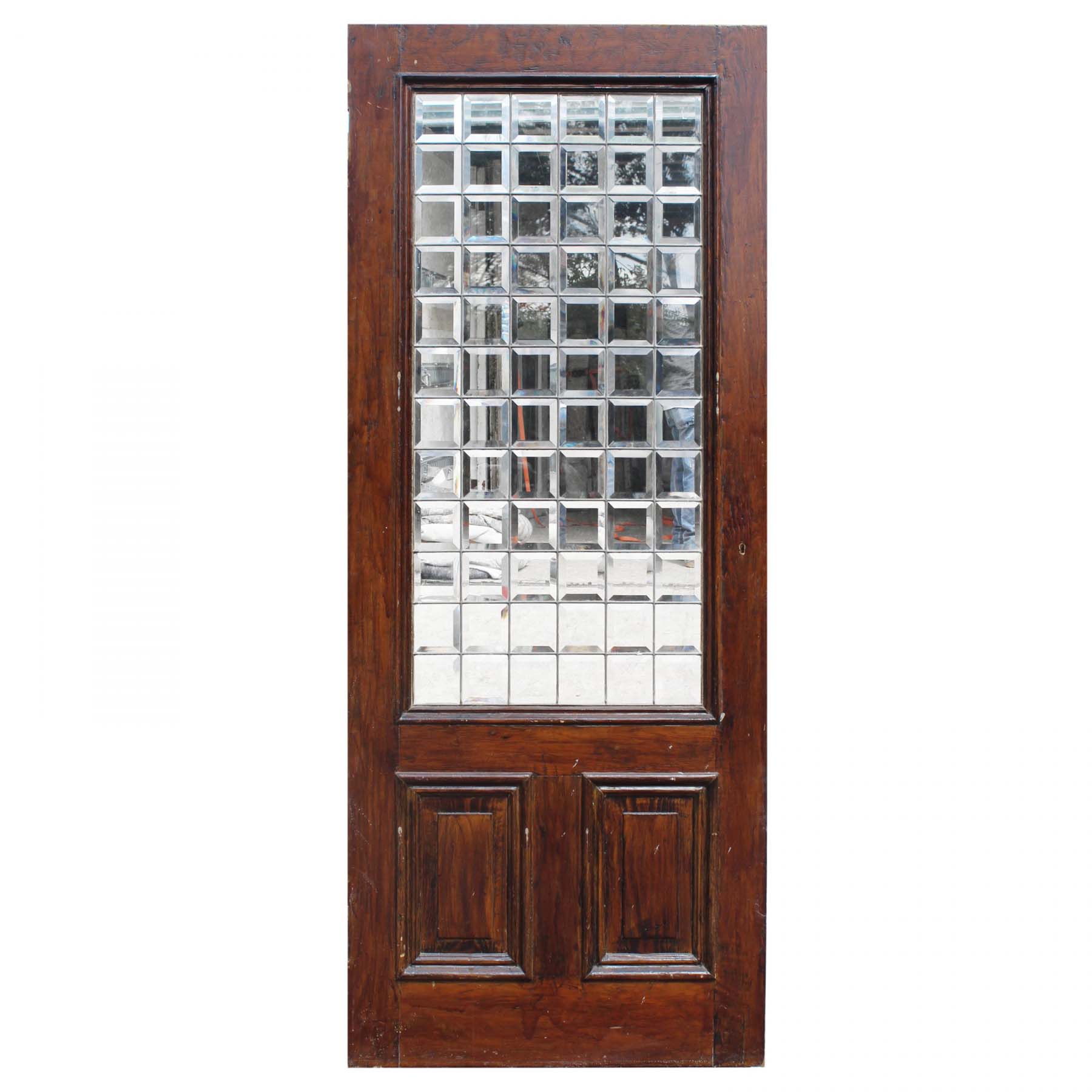 SOLD Reclaimed 34” Door, Oak with Beveled Glass-0