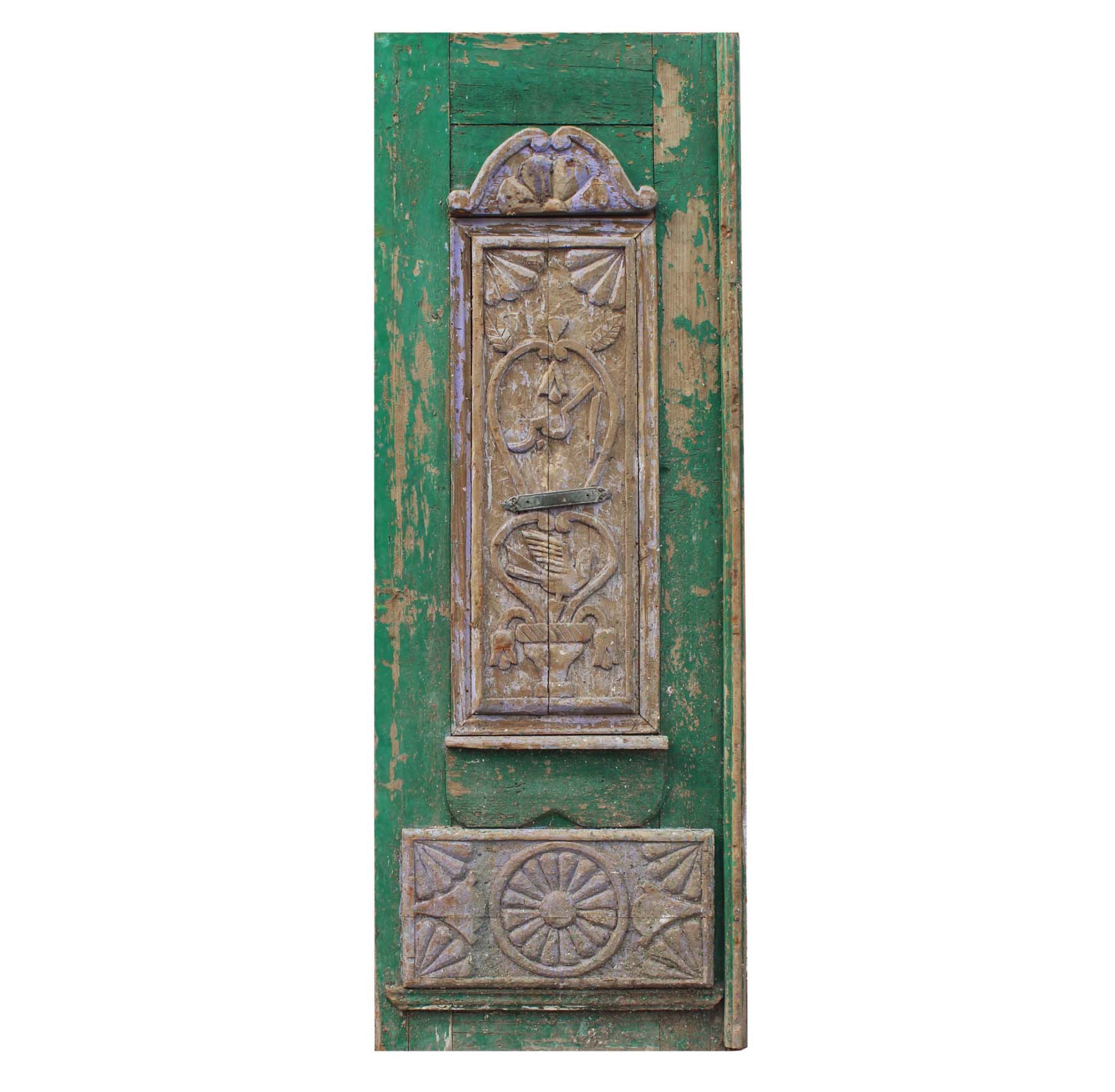 SOLD Salvaged Figural 33” Carved French Colonial Door, C. 19th Century-0