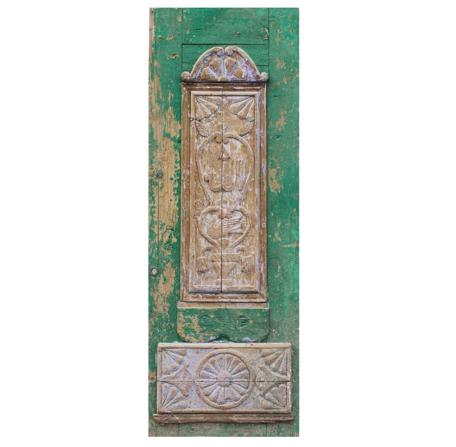 SOLD Reclaimed Figural 32” Carved French Colonial Door, C. 19th Century-0
