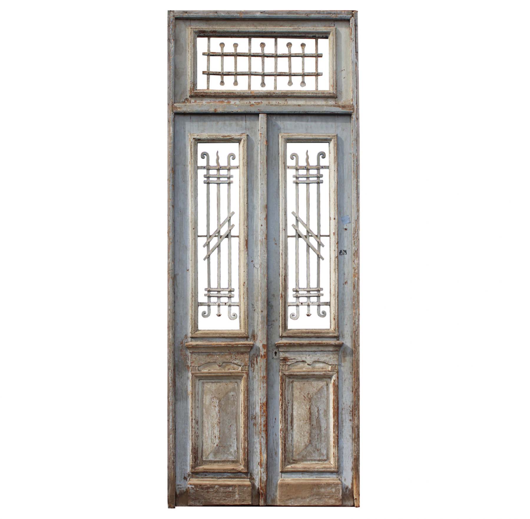 SOLD Pair of Antique French Colonial 43” Doors with Transom-0