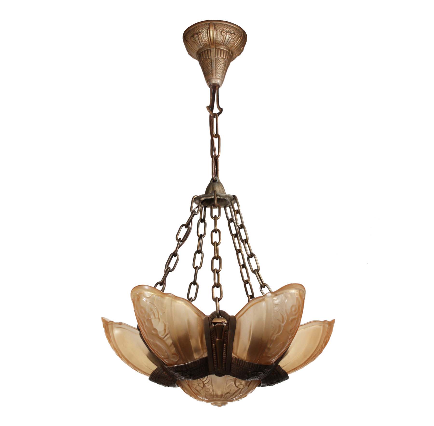 Art Deco Slip Shade Chandelier by Lincoln, Antique Lighting-68093