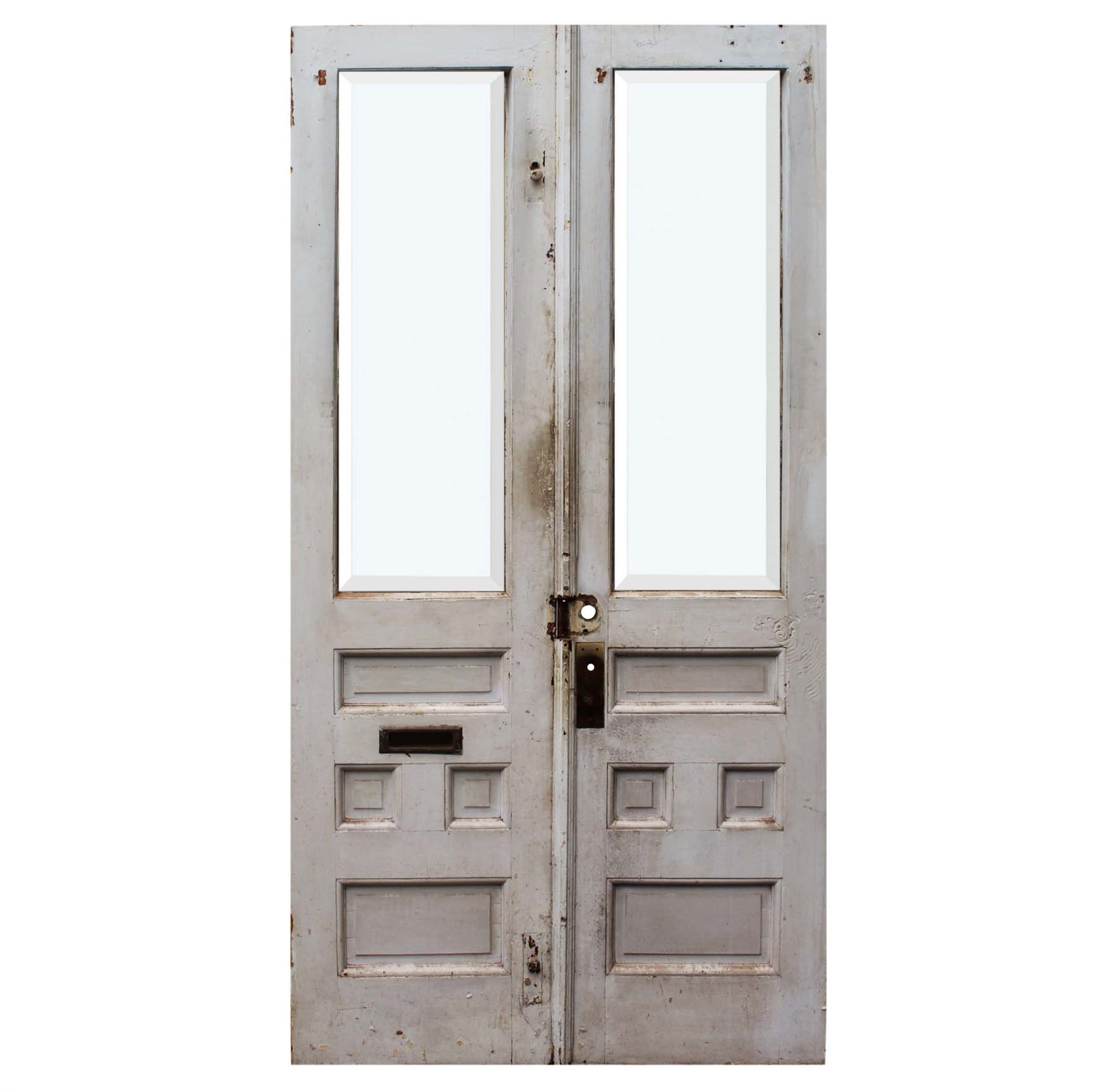 SOLD Salvaged 45” Pair of Antique Doors with Beveled Glass-68215