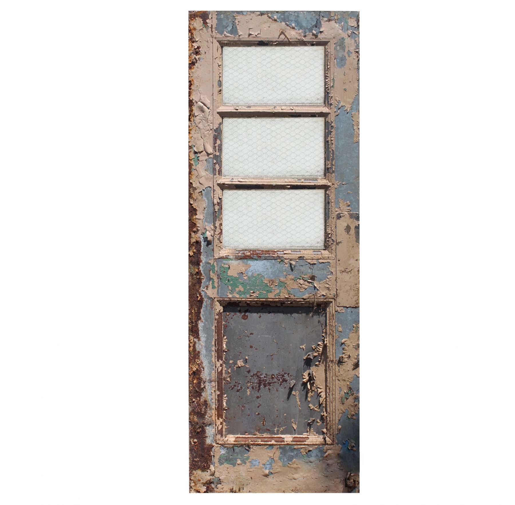 Reclaimed Antique 30” Metal Door with Wire Glass-68231