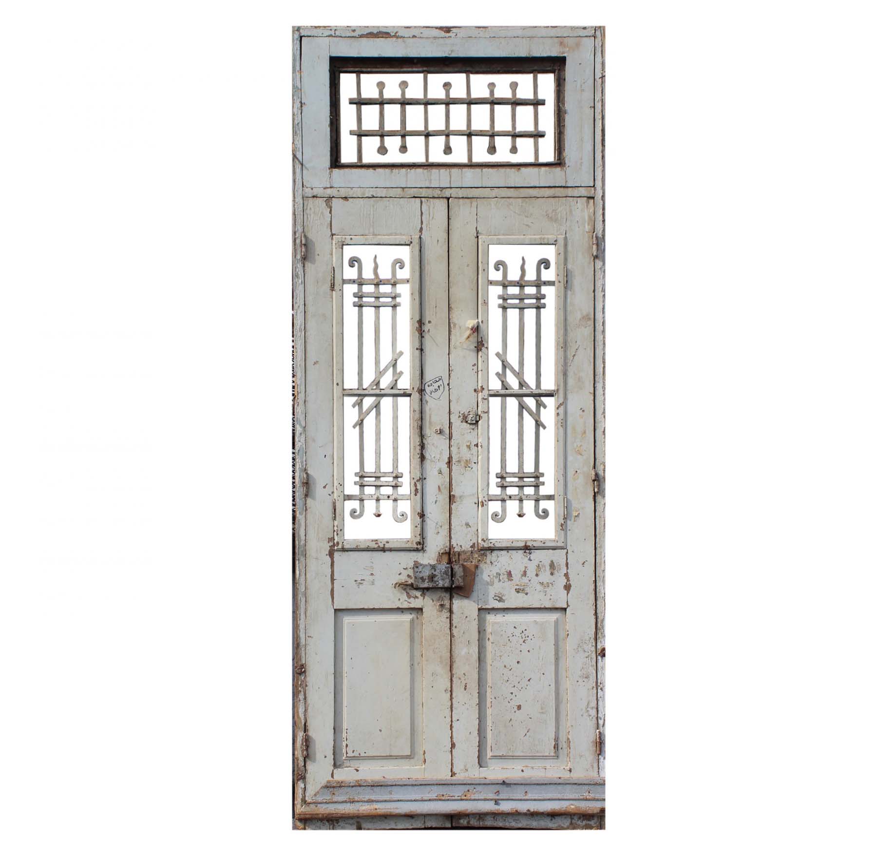 SOLD Pair of Antique French Colonial 43” Doors with Transom-68131