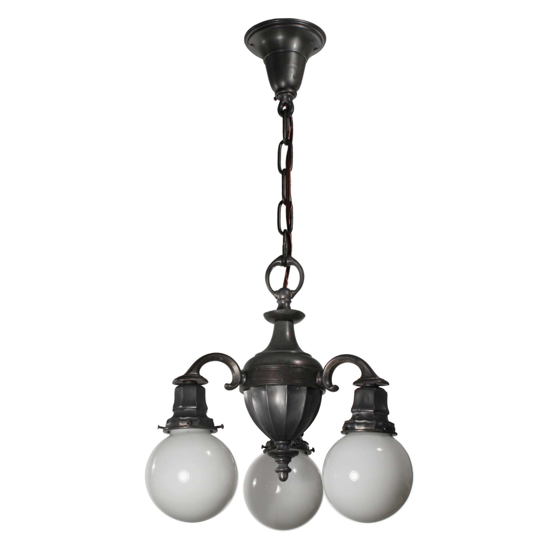 SOLD Chandelier with Glass Globes, Antique Lighting-67937