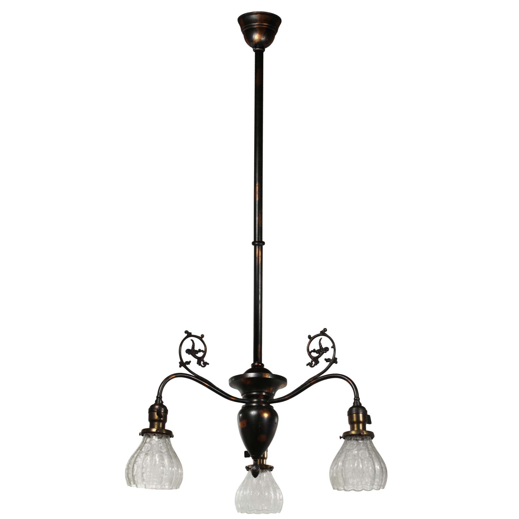 SOLD Antique Gas Chandelier with Original Glass Shades, c. 1880-67949