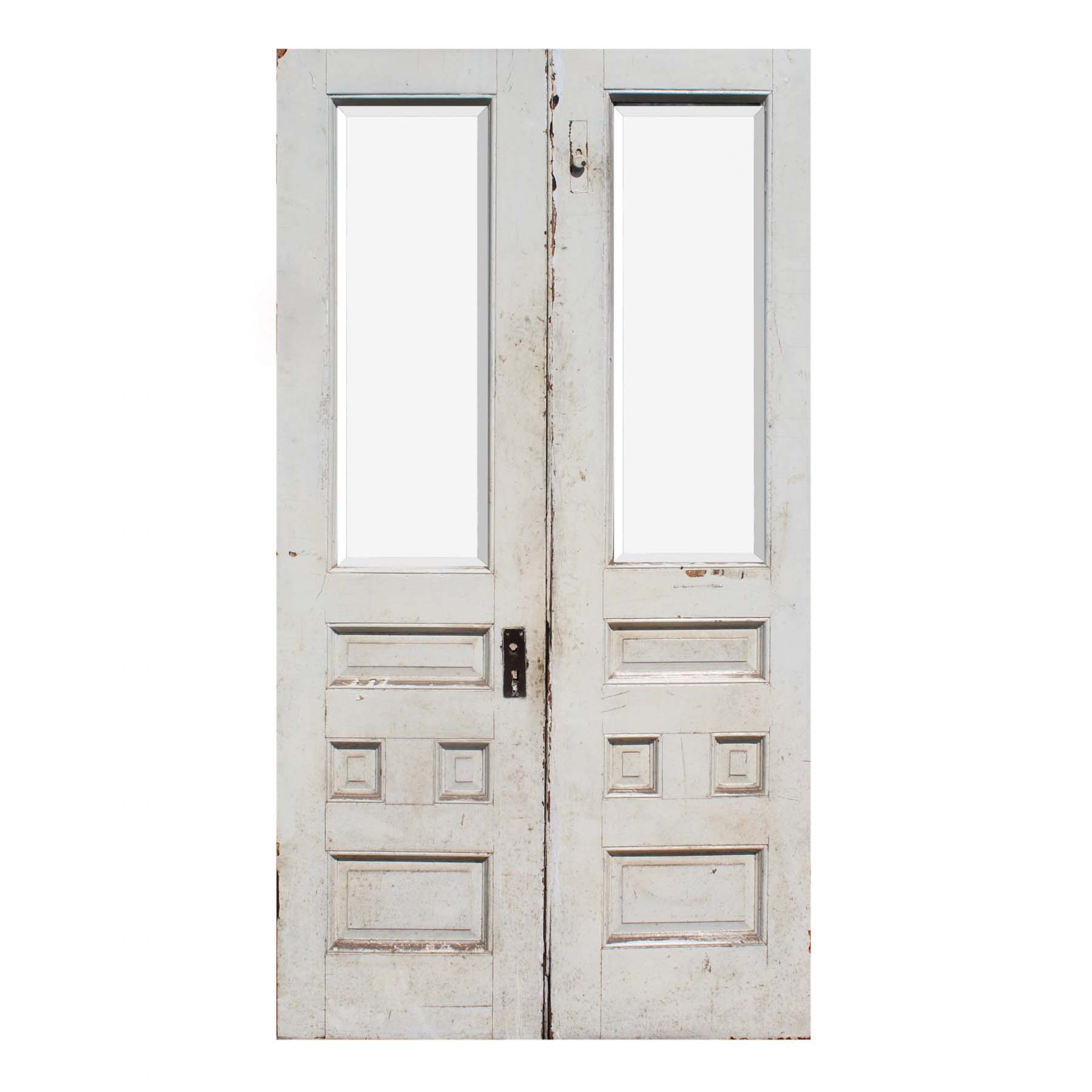 SOLD Reclaimed 44" Pair of Antique Doors with Beveled Glass-68013