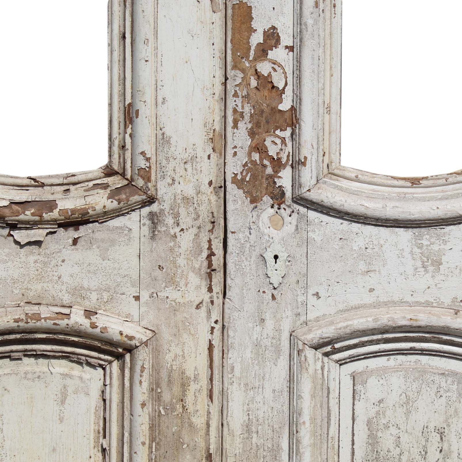 SOLD Reclaimed 48" Double Doors with Arched Windows, Late 19th Century-68016