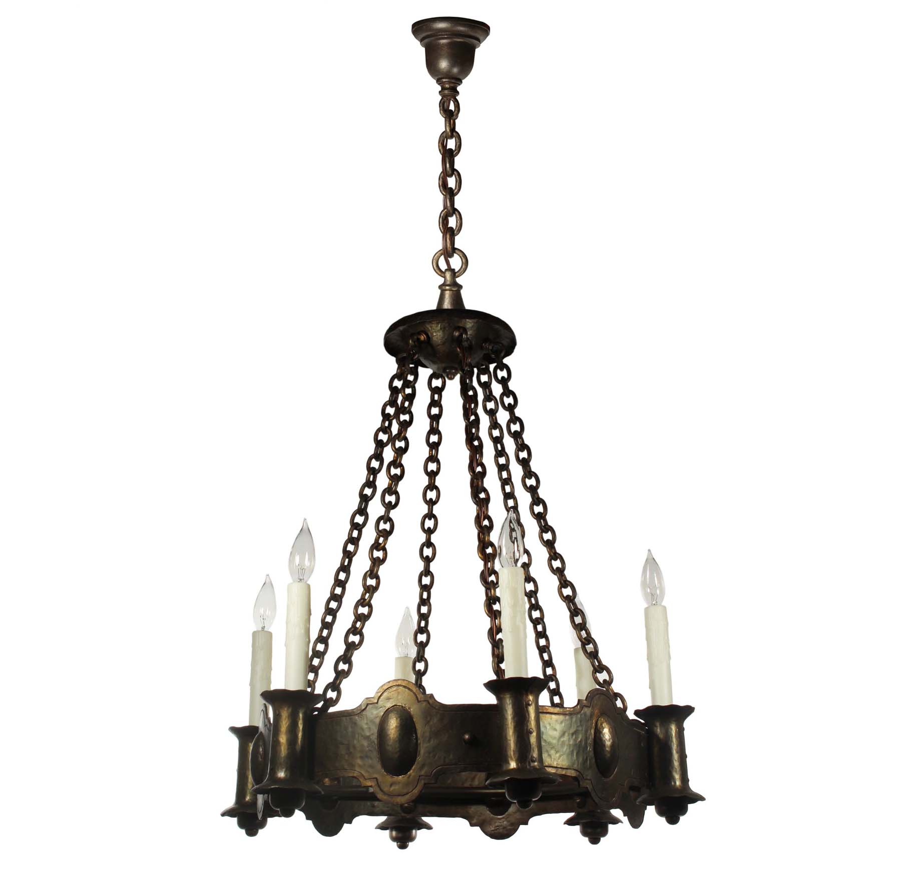 SOLD Antique Bronze Tudor Chandelier, c. 1910-68056