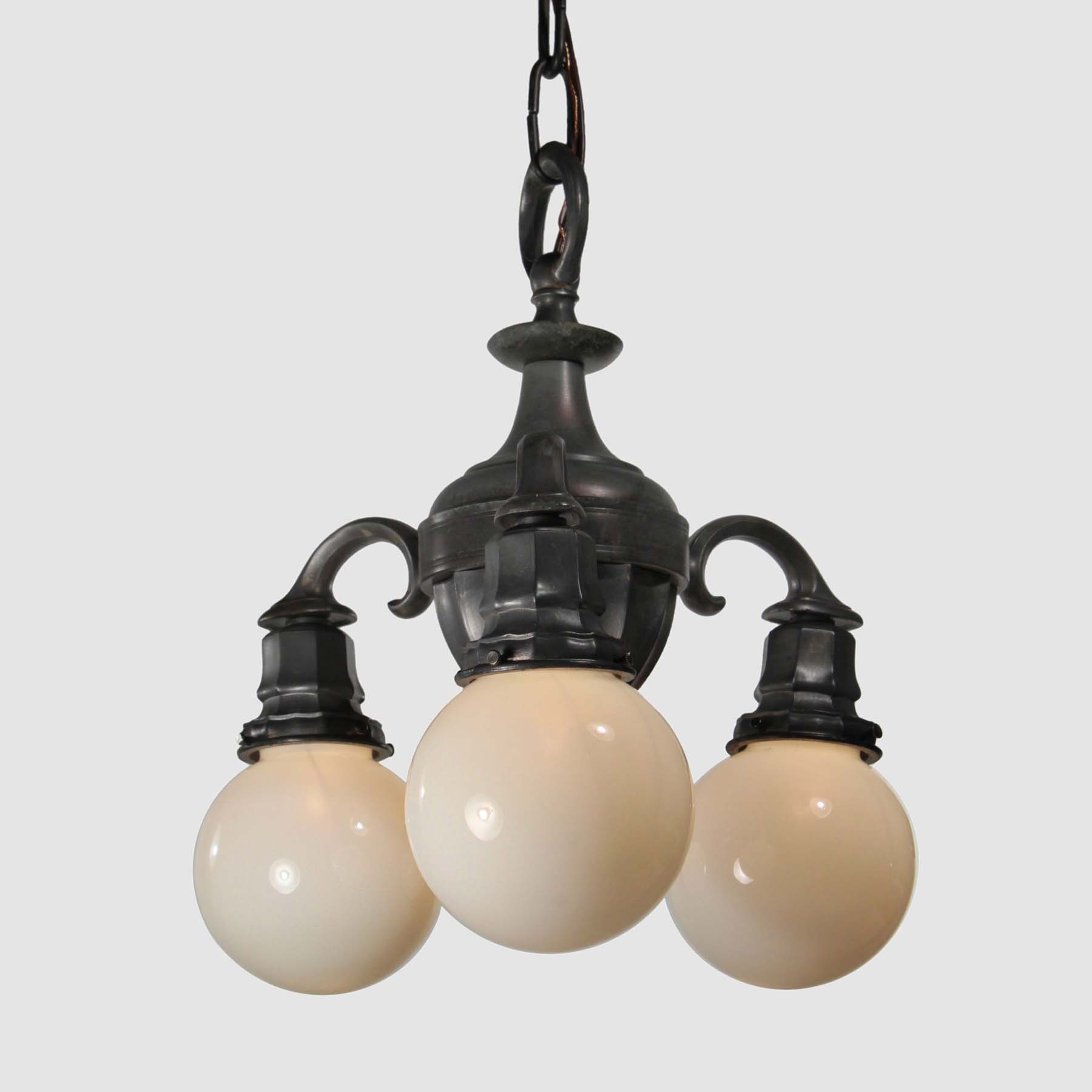 SOLD Chandelier with Glass Globes, Antique Lighting-67938