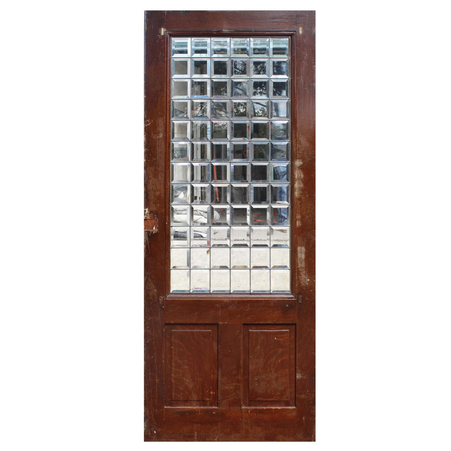 SOLD Reclaimed 34” Door, Oak with Beveled Glass-67982