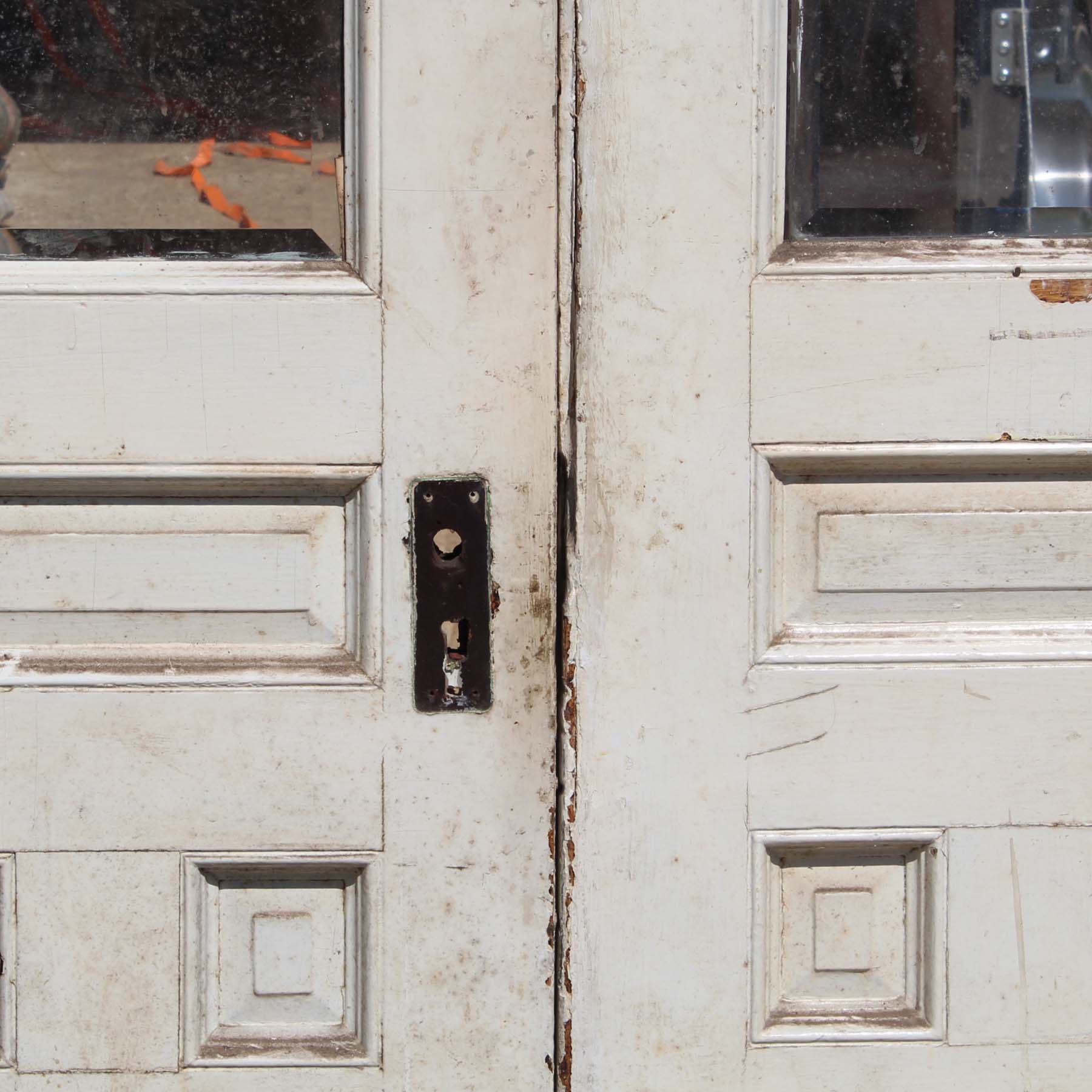 SOLD Reclaimed 44" Pair of Antique Doors with Beveled Glass-68010
