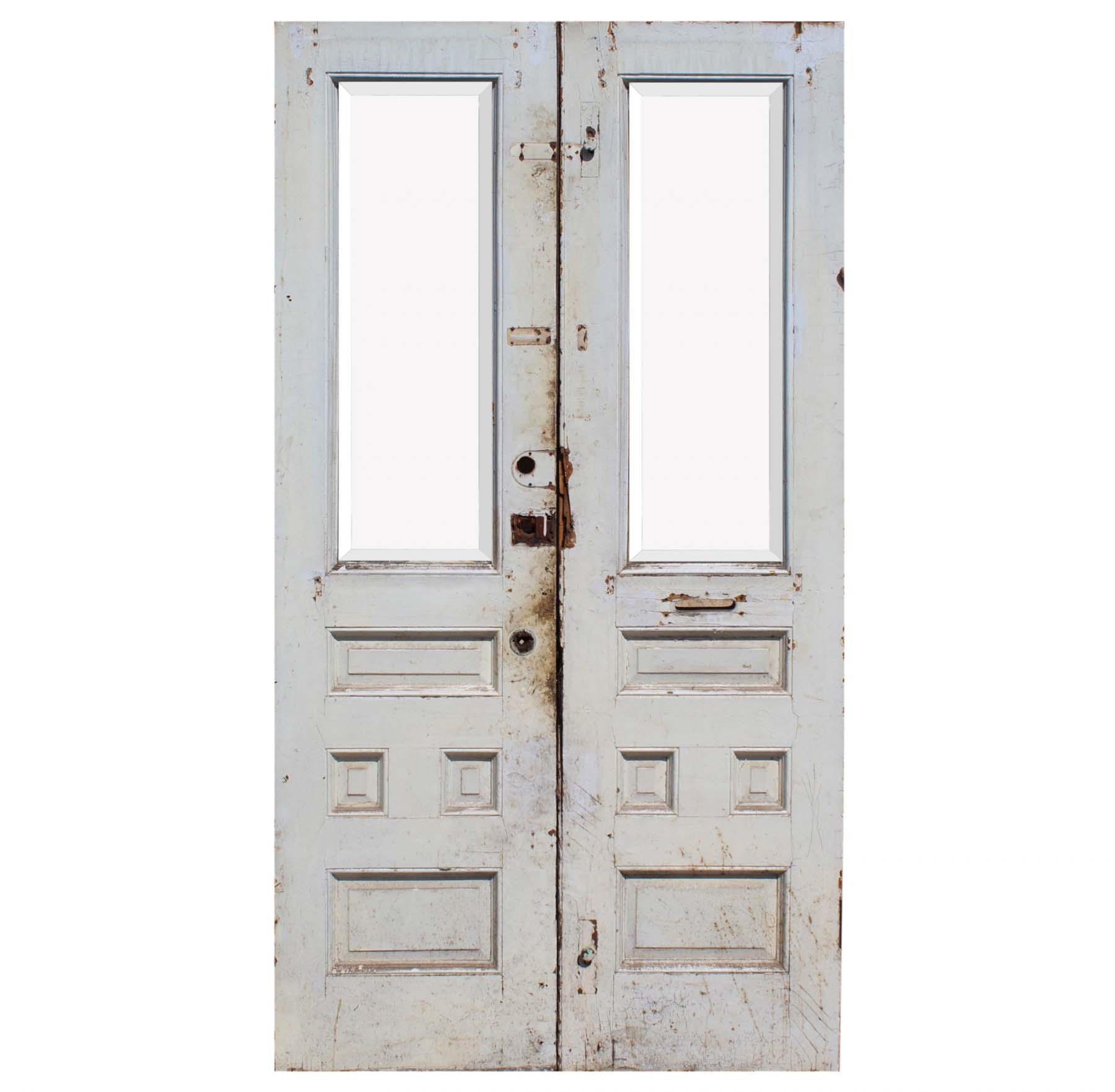 SOLD Salvaged 45” Pair of Antique Doors with Beveled Glass-68040