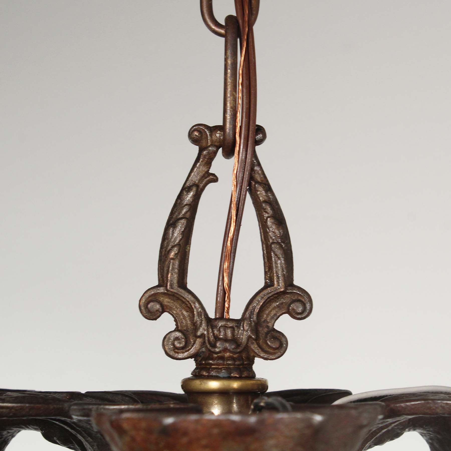 SOLD Antique Three-Light Chandelier with Exposed Bulbs-68006