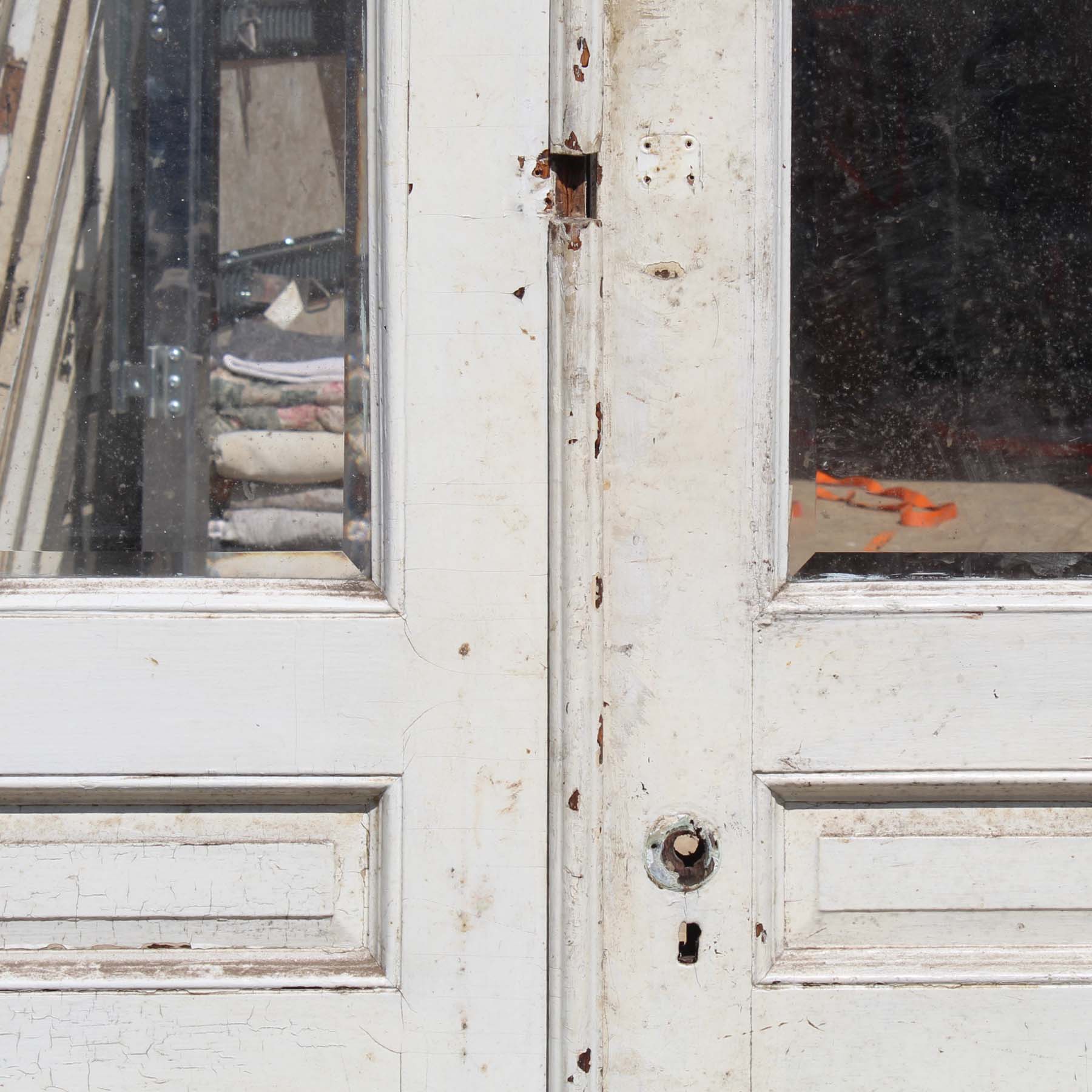 SOLD Reclaimed 44" Pair of Antique Doors with Beveled Glass-68012
