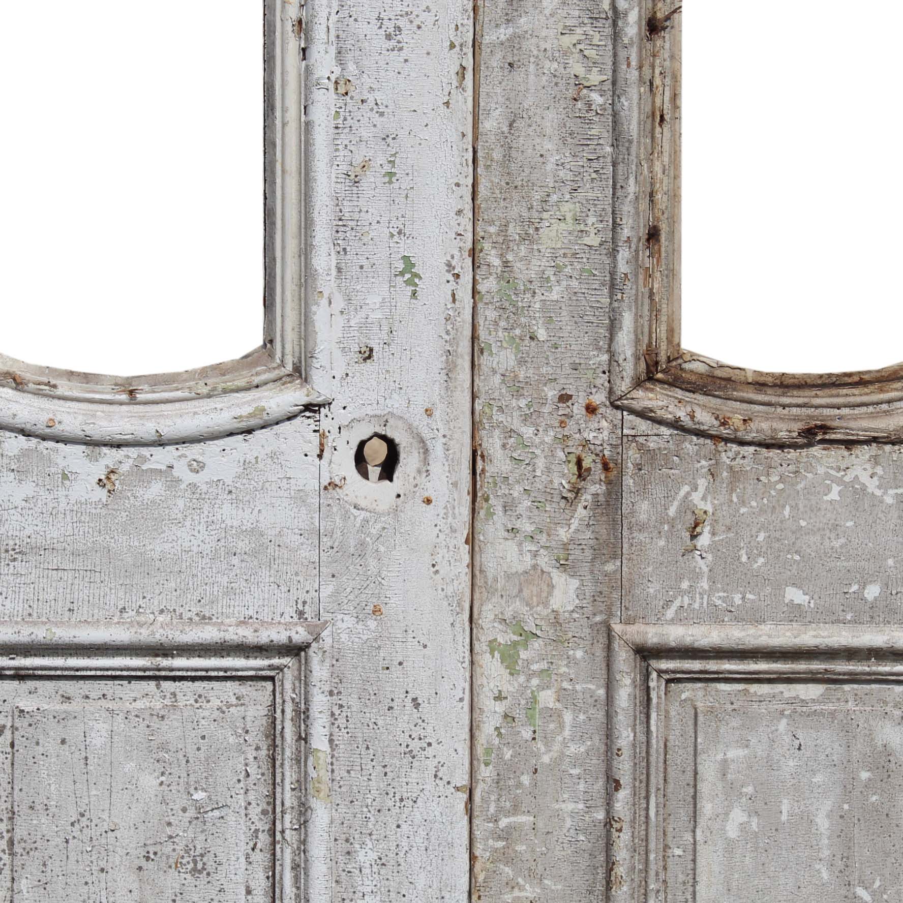 SOLD Reclaimed 48" Double Doors with Arched Windows, Late 19th Century-68018