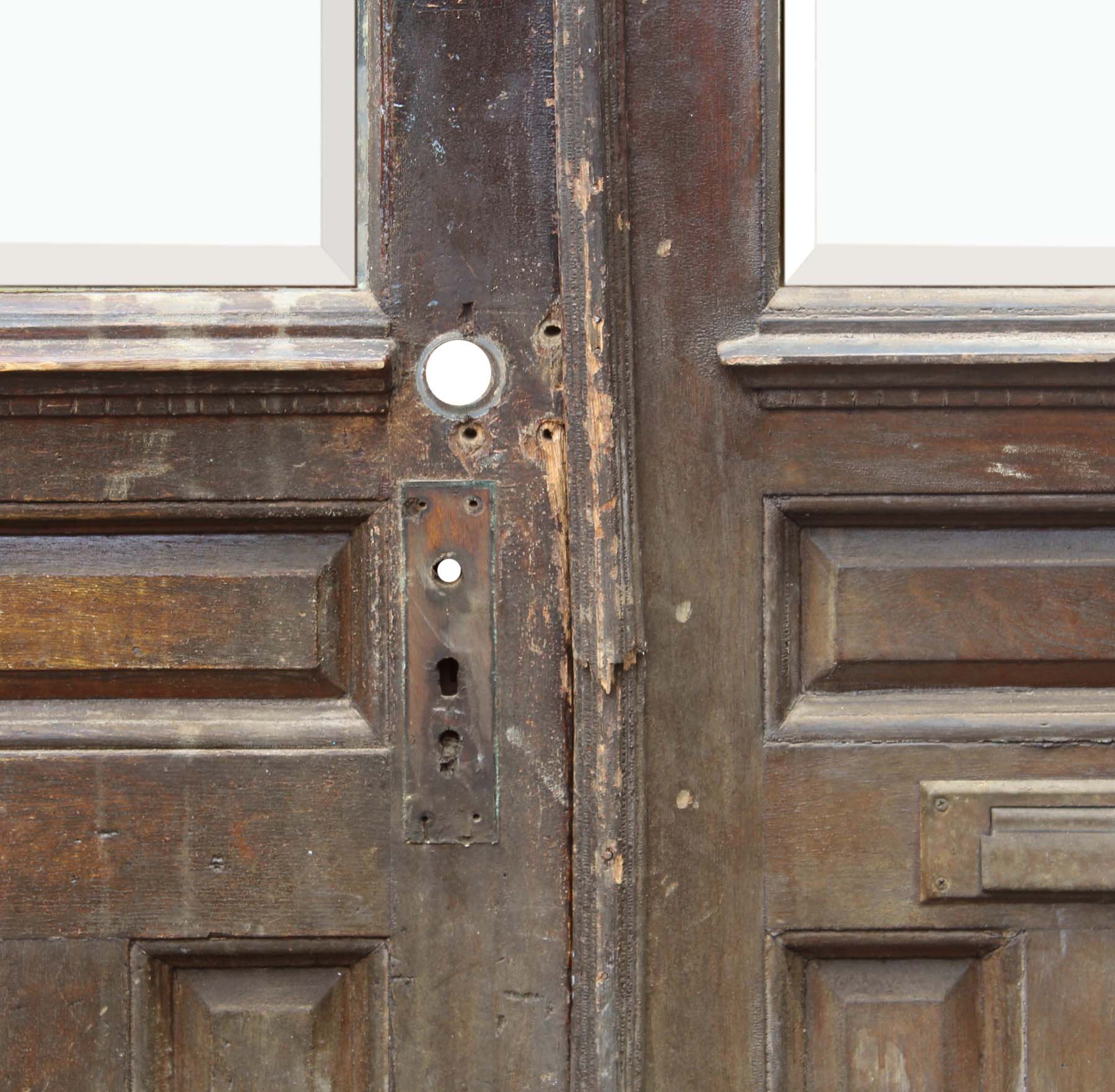 SOLD Salvaged 45” Pair of Antique Doors with Beveled Glass-68216