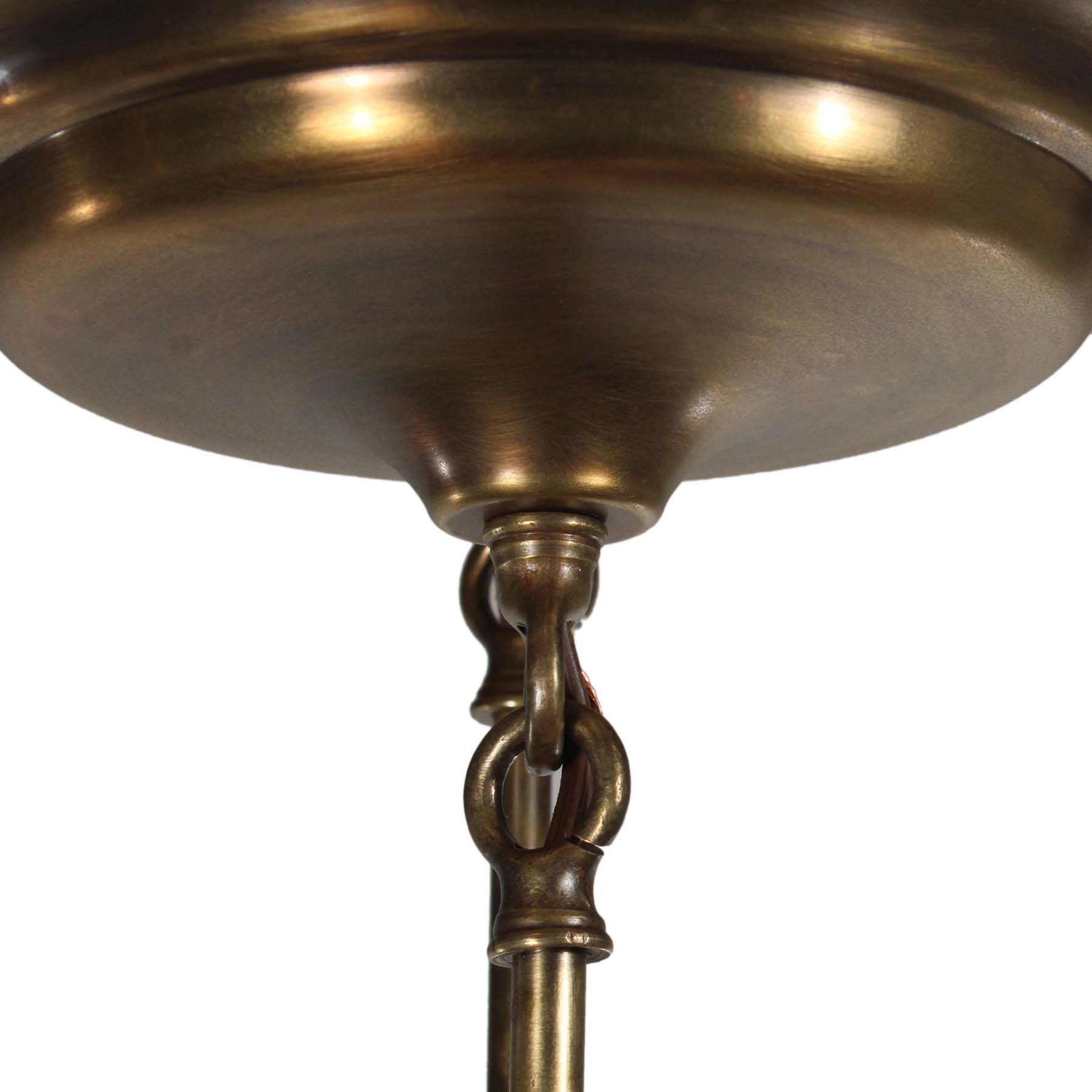 SOLD Antique Brass Semi Flush-Mount Chandelier with Ball Shades-67947