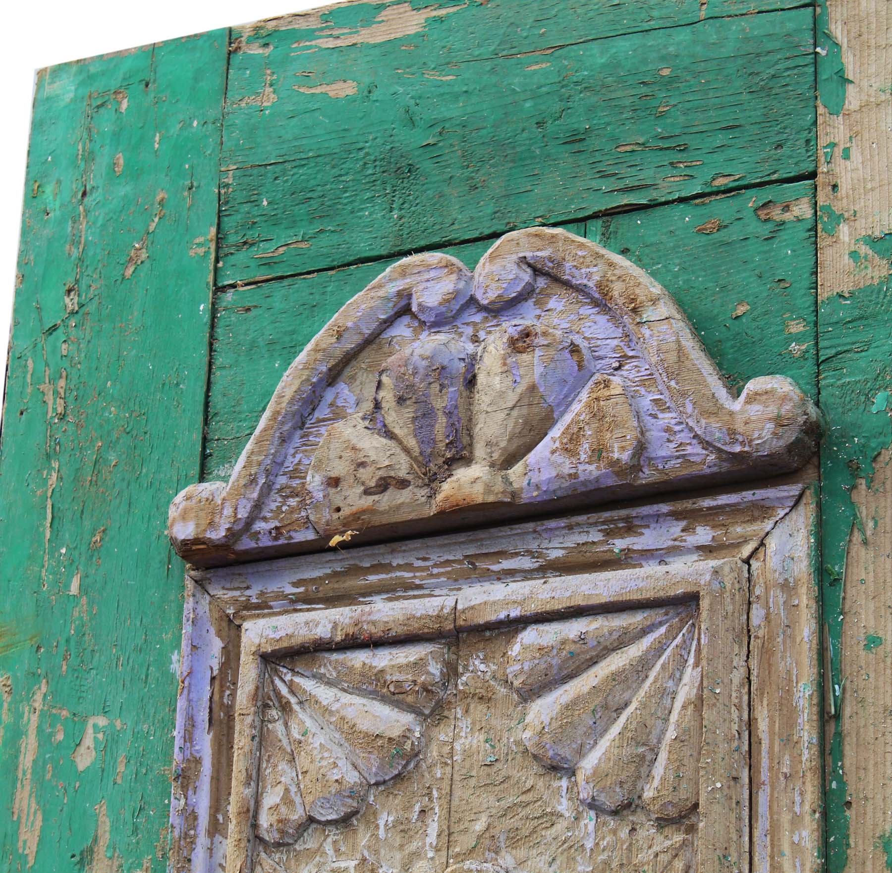 SOLD Salvaged Figural 33” Carved French Colonial Door, C. 19th Century-68085