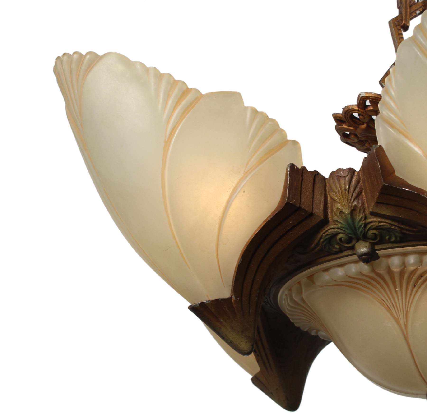 SOLD Antique Art Deco Batwing Slip Shade Chandelier, c.1930-68173