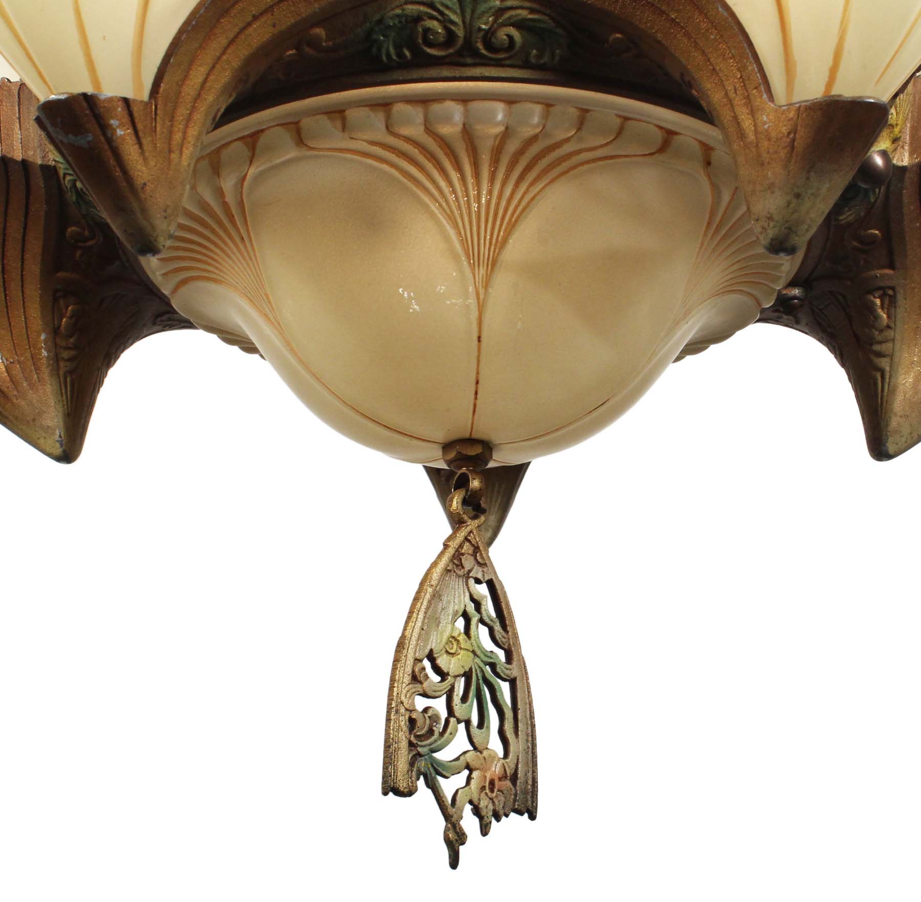 SOLD Antique Art Deco Batwing Slip Shade Chandelier, c.1930-68172