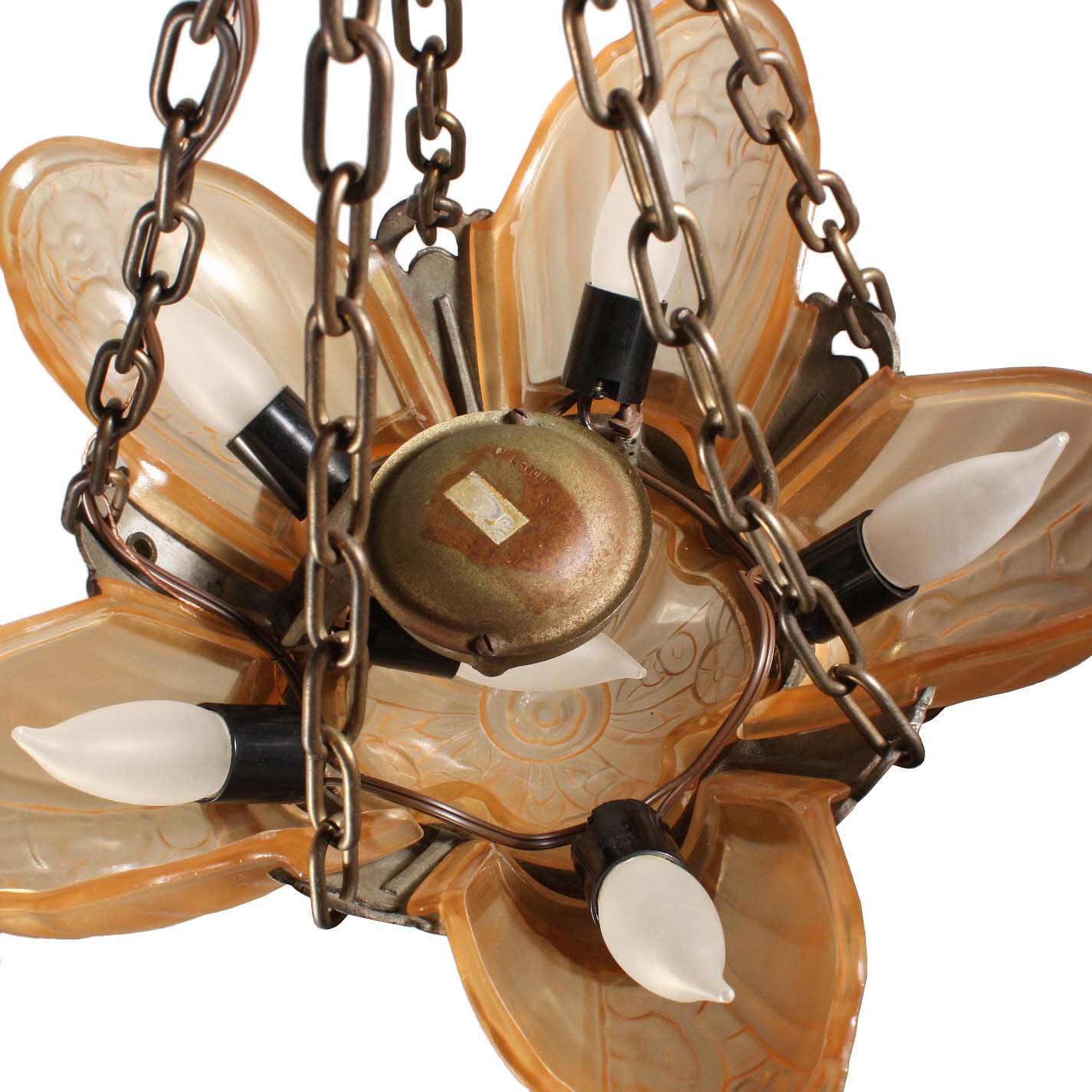 Art Deco Slip Shade Chandelier by Lincoln, Antique Lighting-68099
