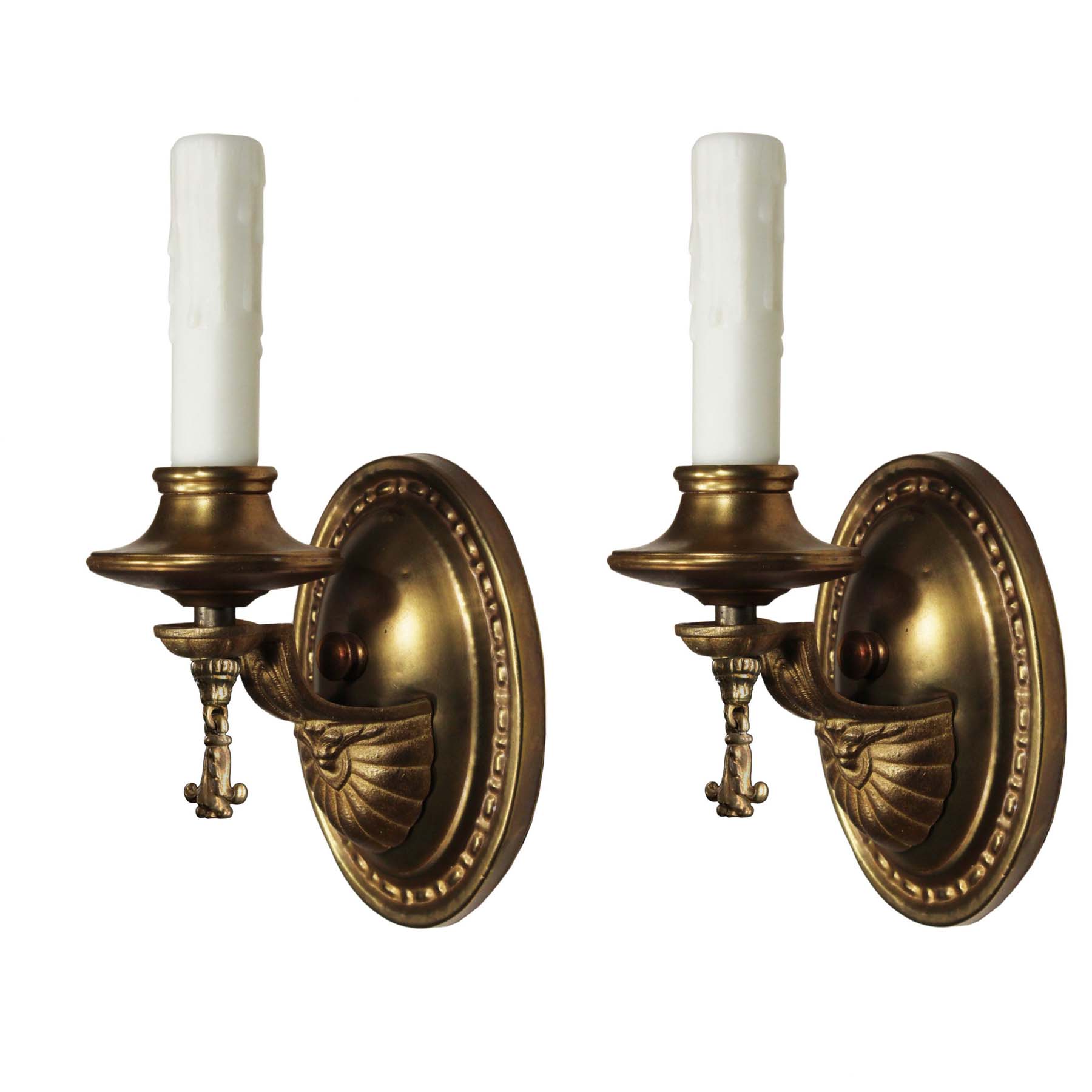 SOLD Pair of Antique Brass Neoclassical Sconces, c. 1920-0