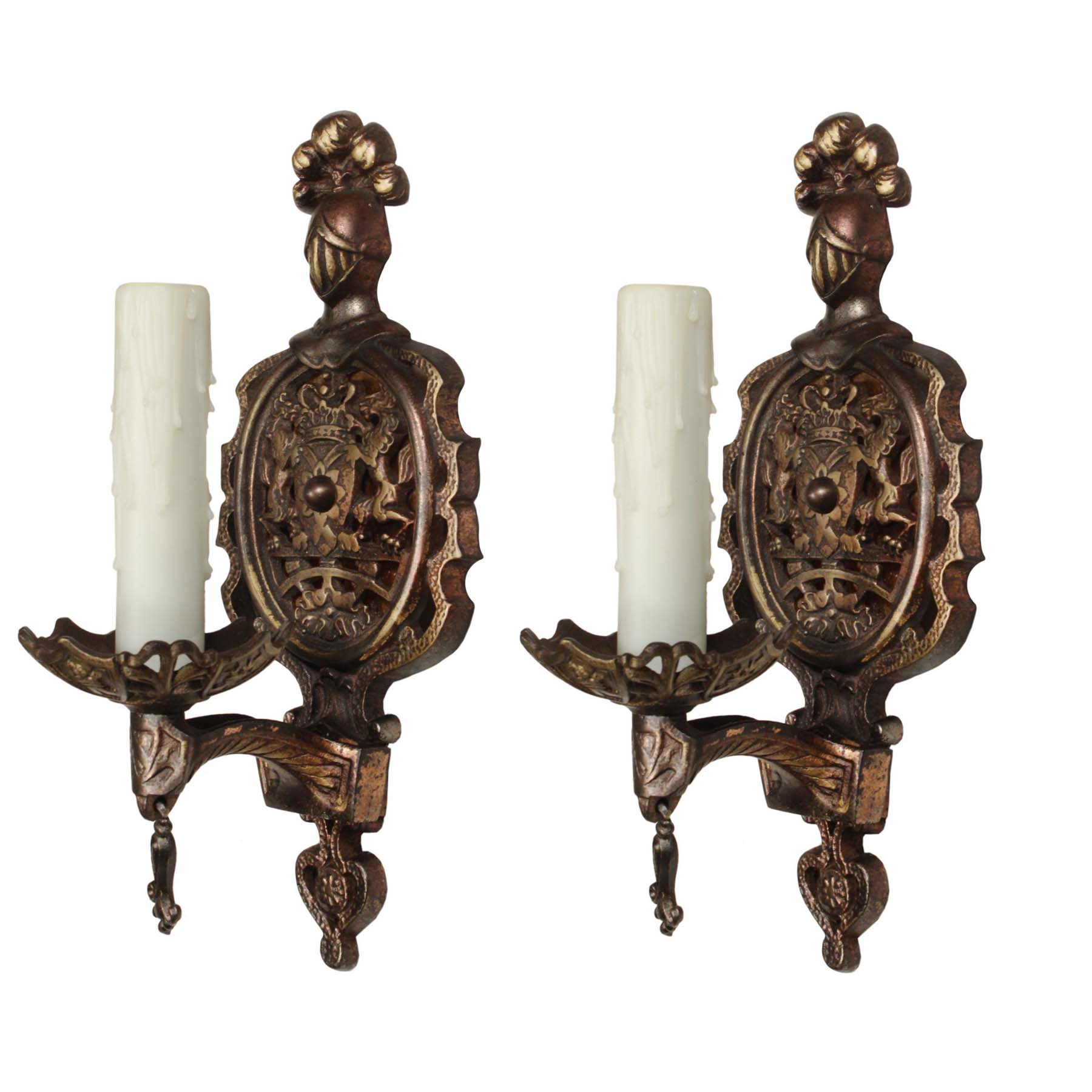 Pair of Antique Cast Iron Figural Sconces by Champion Lighting-0