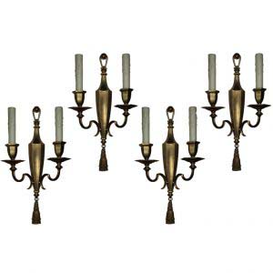 Exceptional Pairs of Antique Double-Arm Sconces, Signed E. F. Caldwell-0