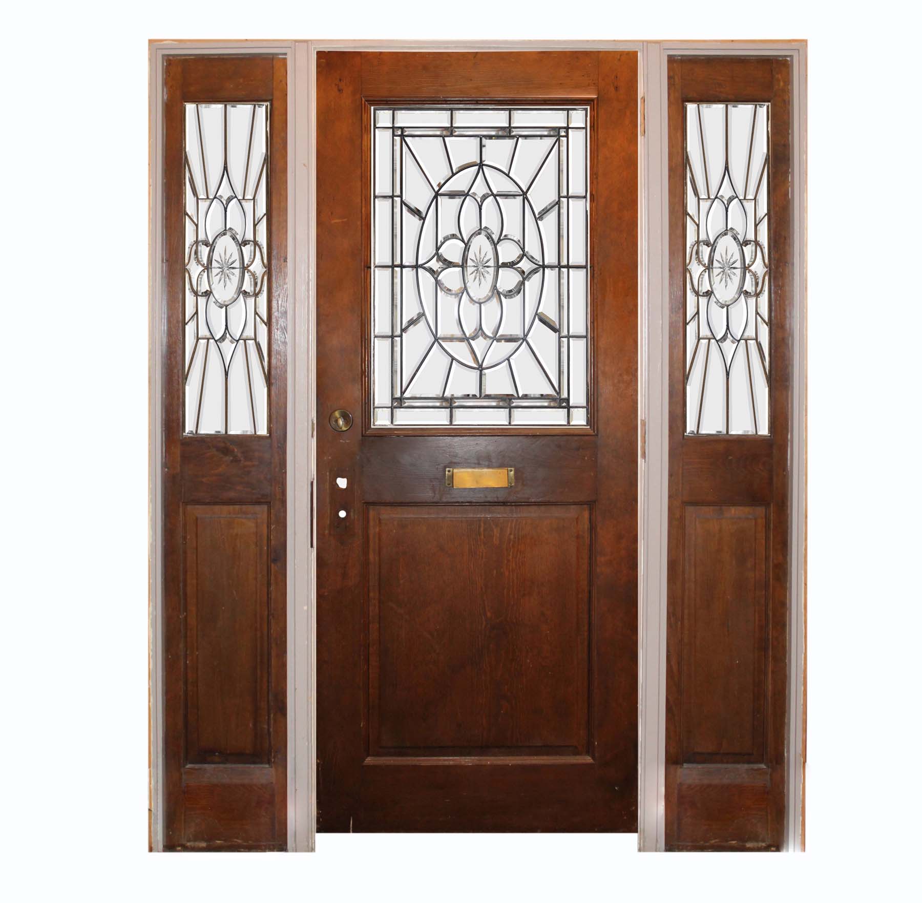 SOLD Vintage Entry Set with Leaded & Beveled Glass, “The Windsor Room”-68253