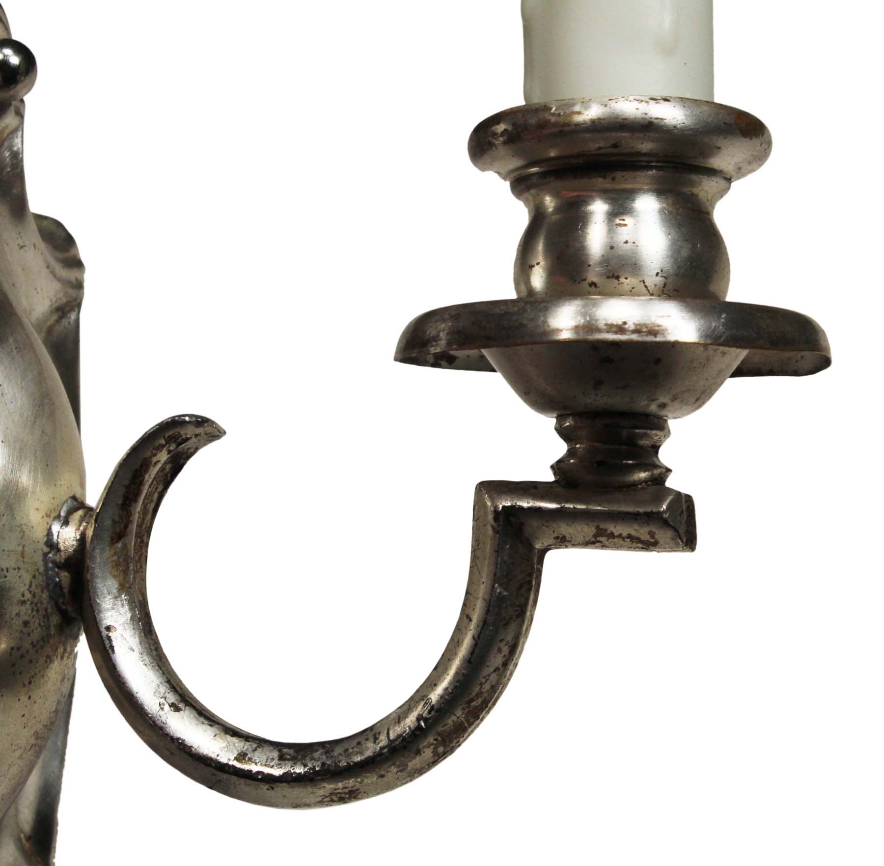 Antique Pair of Neoclassical Single-Arm Sconces, Silver-Plated-68347