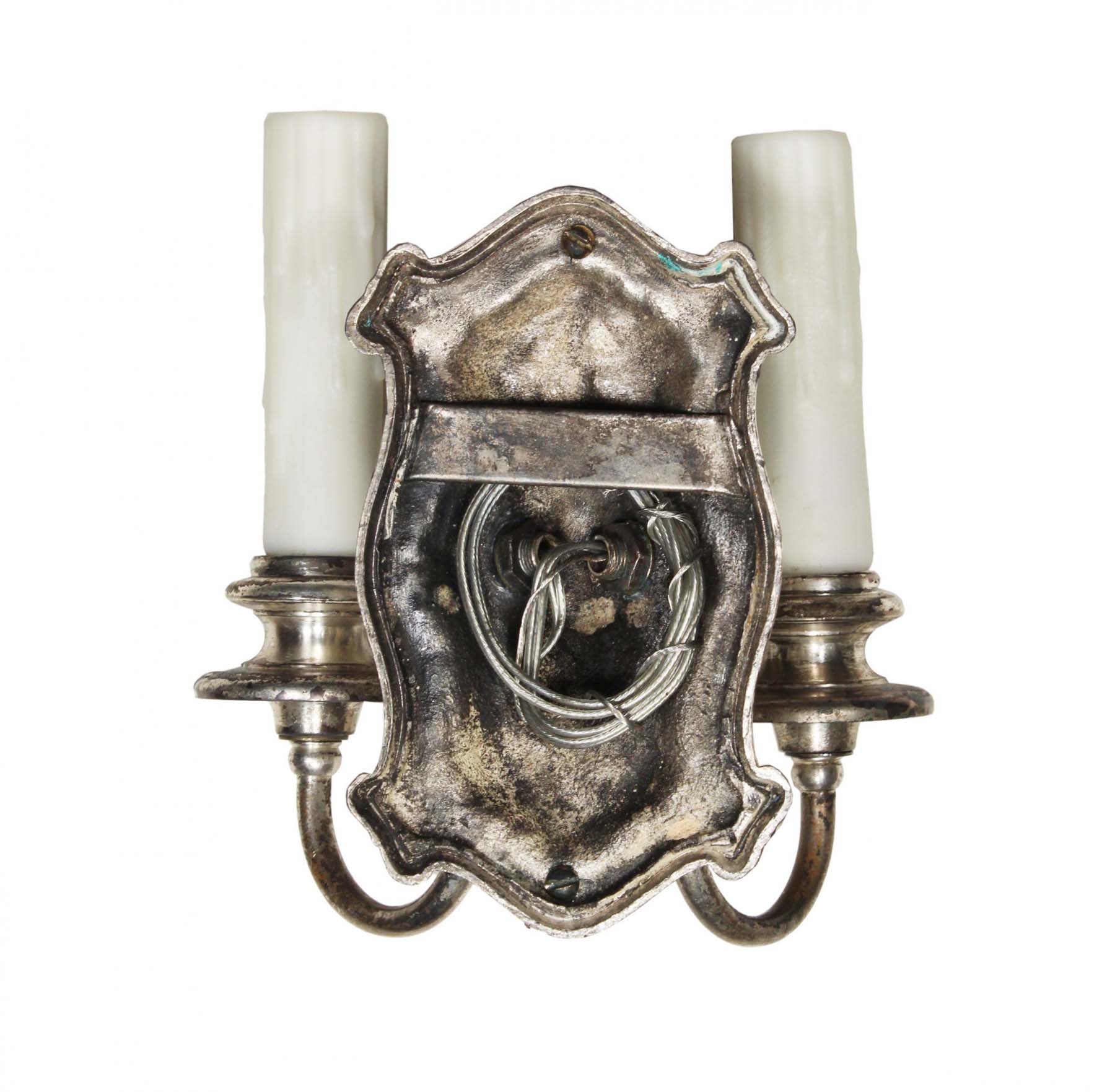 Pair of Antique Silver Plated Double-Arm Sconces, c. 1910-68269