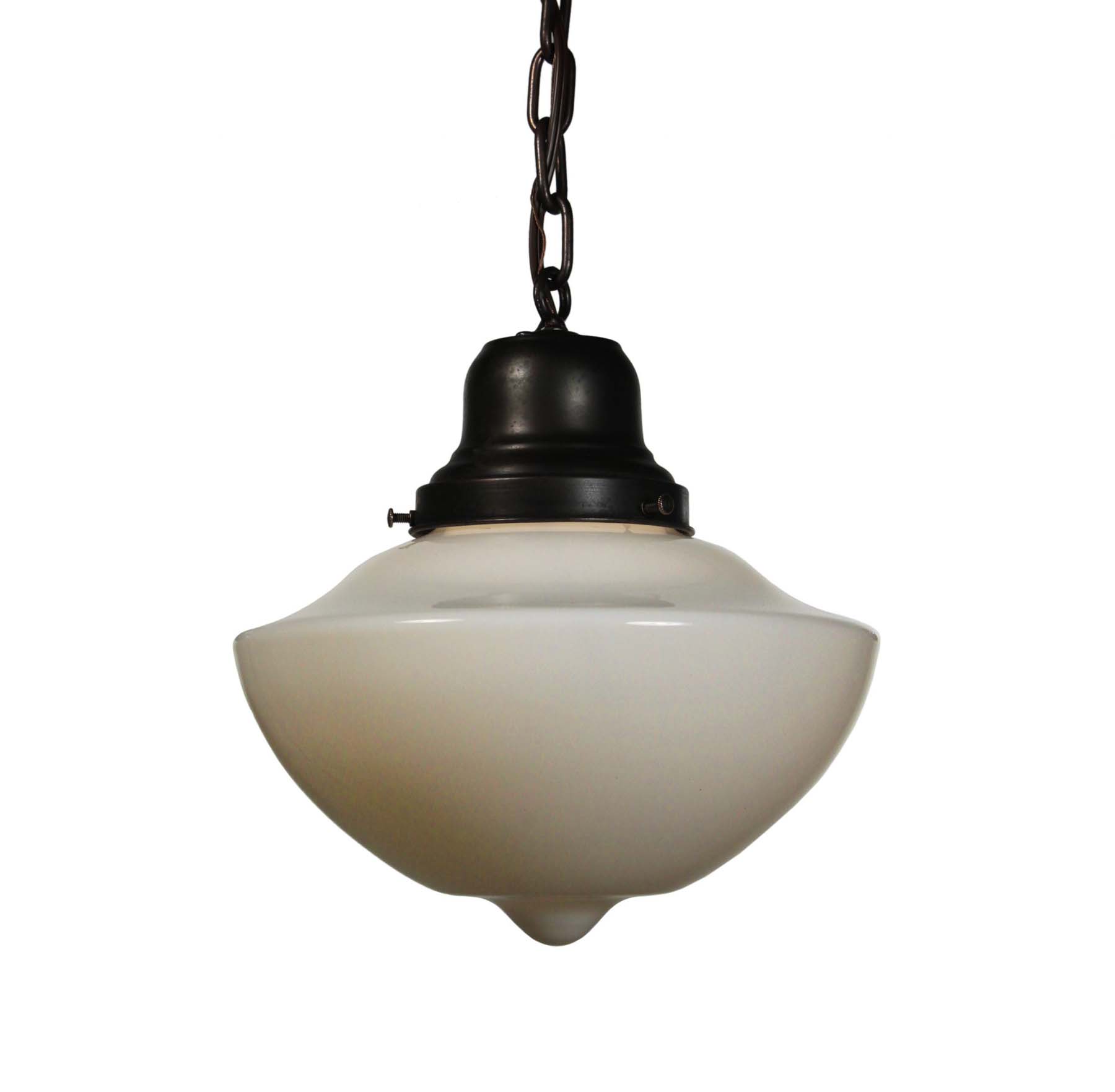 SOLD Antique Schoolhouse Pendant Light with Unusual Shade-0